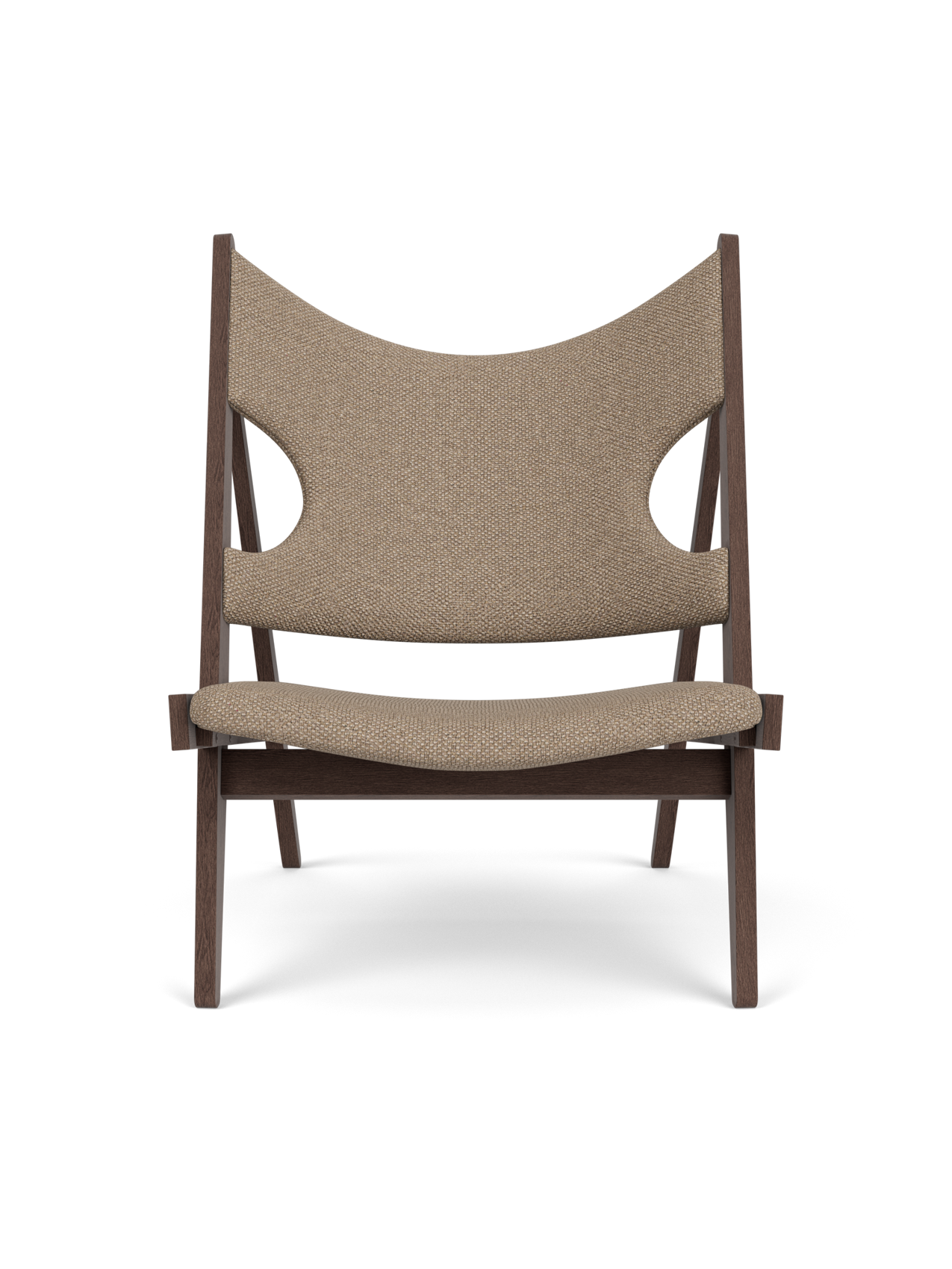 Lounge Chair in Textile Elbow Cut-Outs, Oak Frame