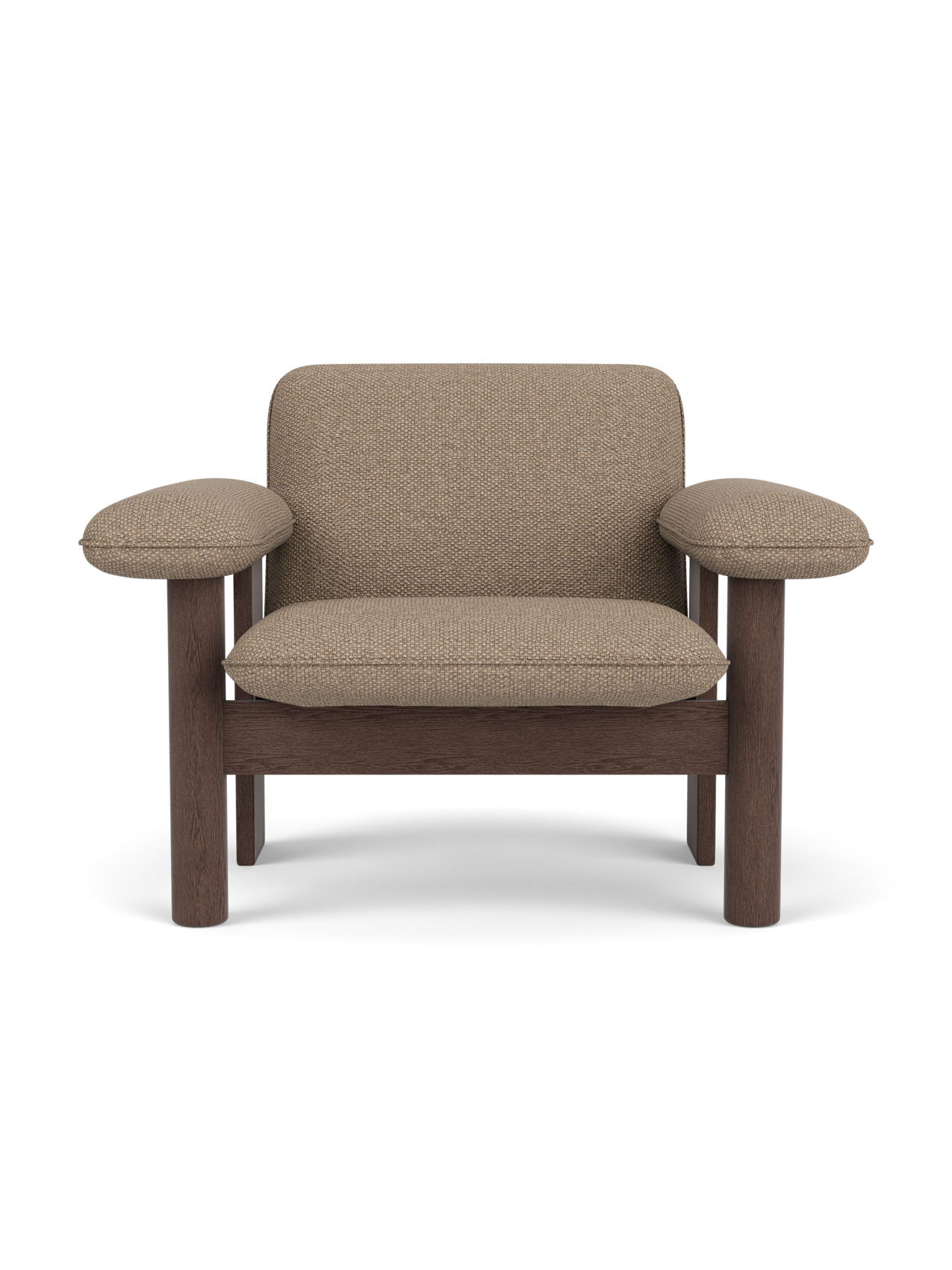 Low Back Lounge Chair in Textile Solid Wood Frame, Exaggerated Armrests