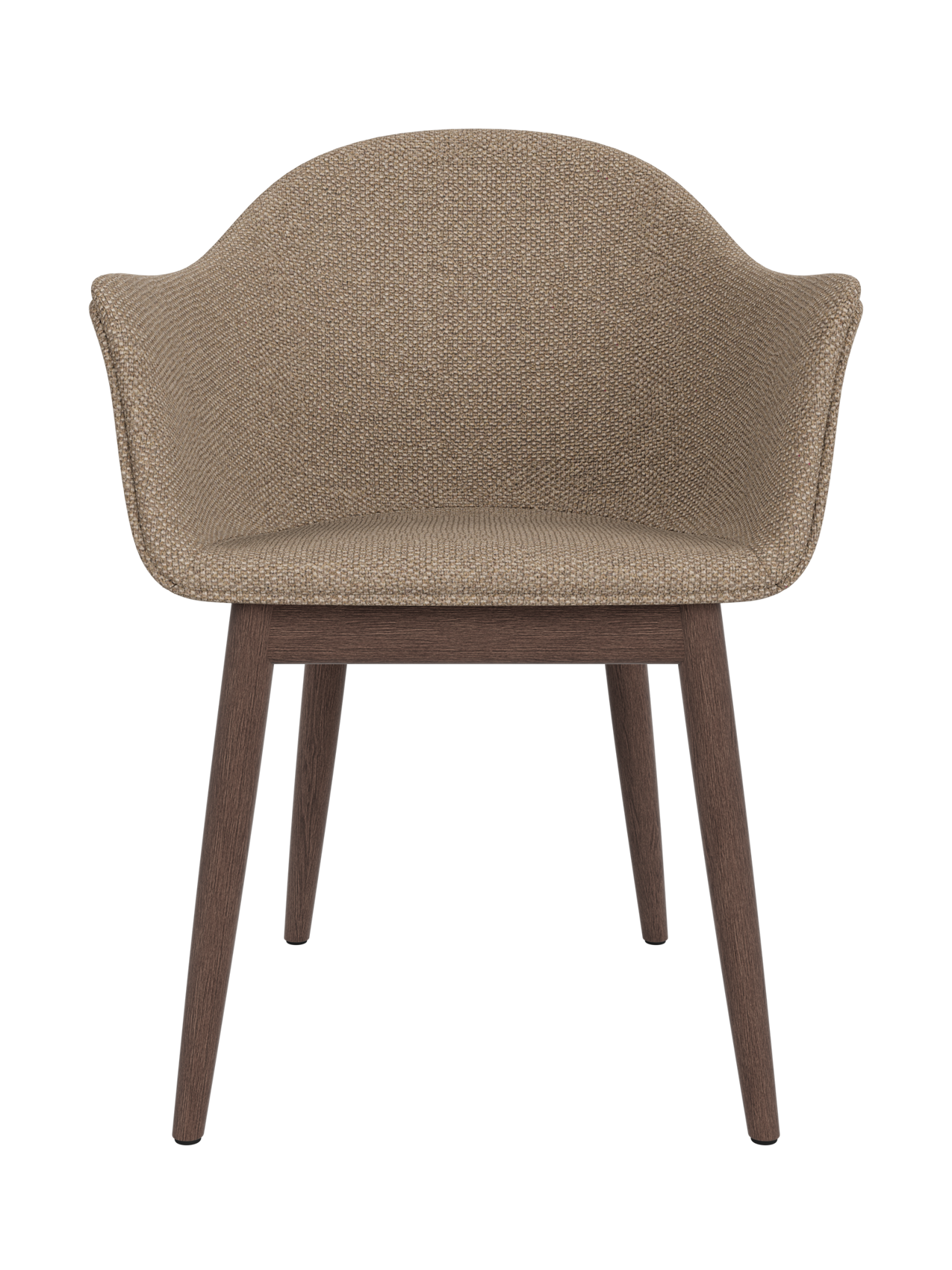 Upholstered Dining Chair, Wooden Base ¨C High Back, Outward Armrests