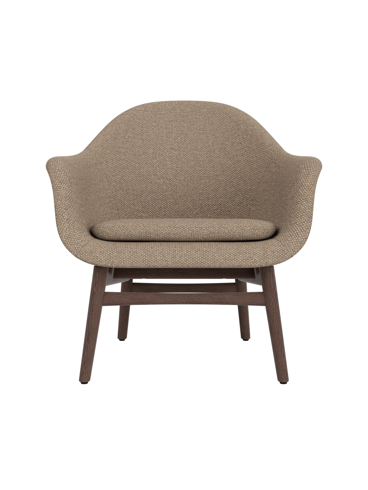 Lounge Chair on Solid Wood Frame Curved Shell, Angled Backrest