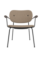 Fully Upholstered Lounge Chair Curved Armrests, Powder-Coated Steel Base