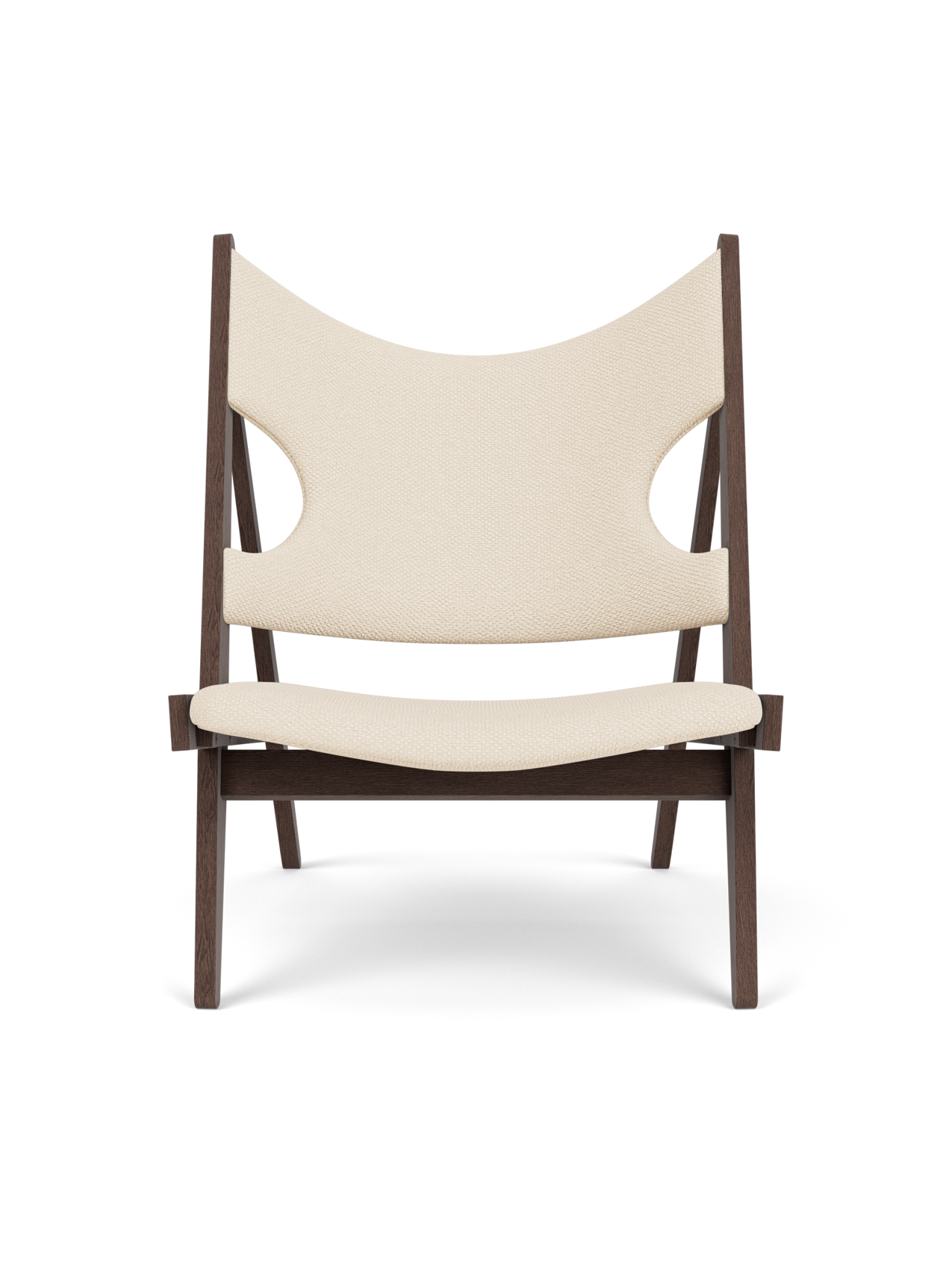 Lounge Chair in Textile Elbow Cut-Outs, Oak Frame