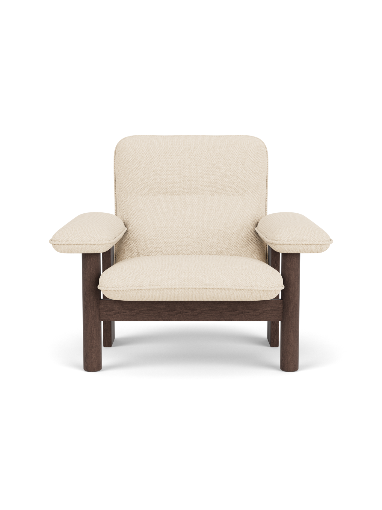 High Back Lounge Chair in Textile Solid Wood Frame, Exaggerated Armrests