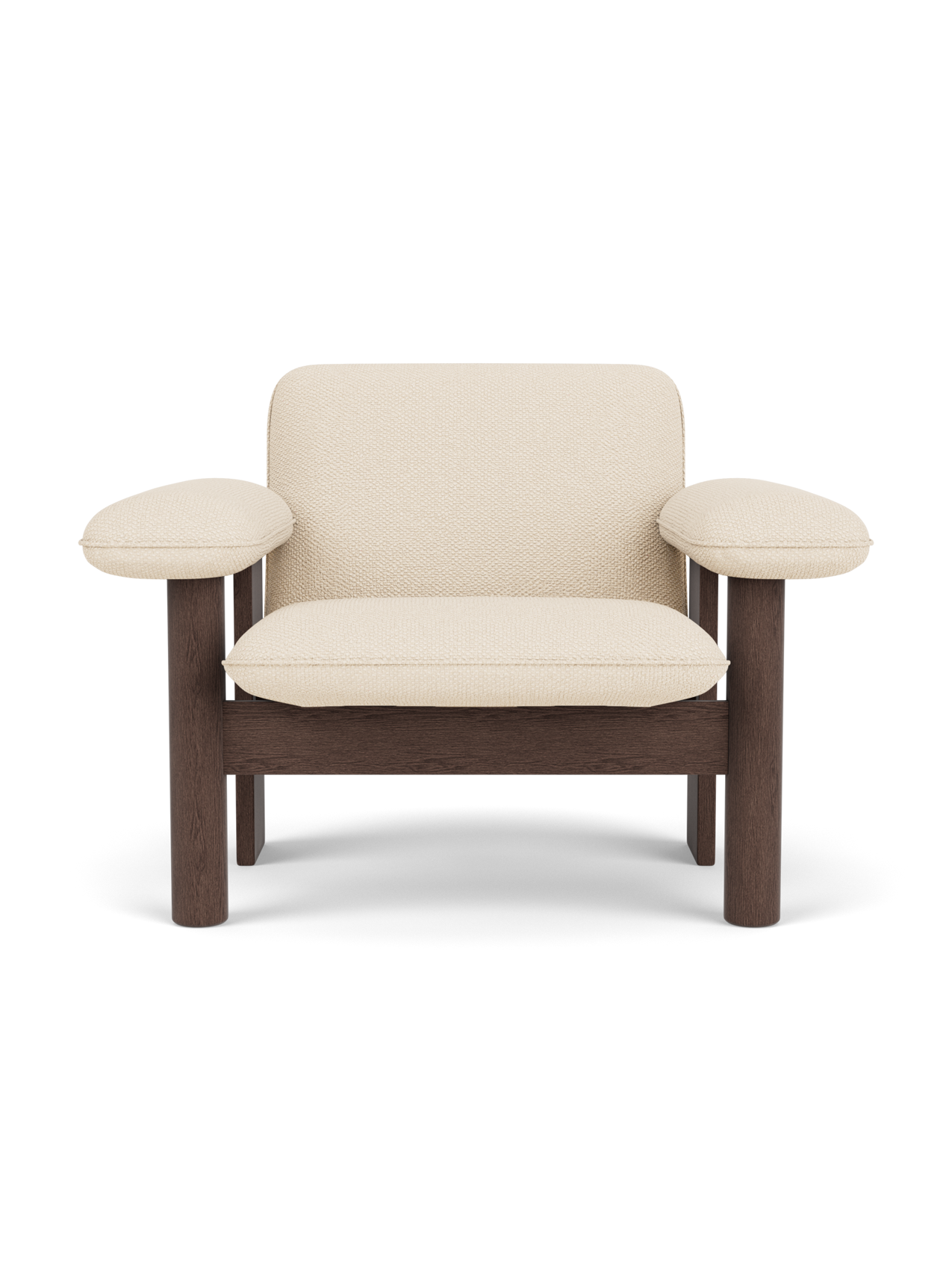 Low Back Lounge Chair in Textile Solid Wood Frame, Exaggerated Armrests