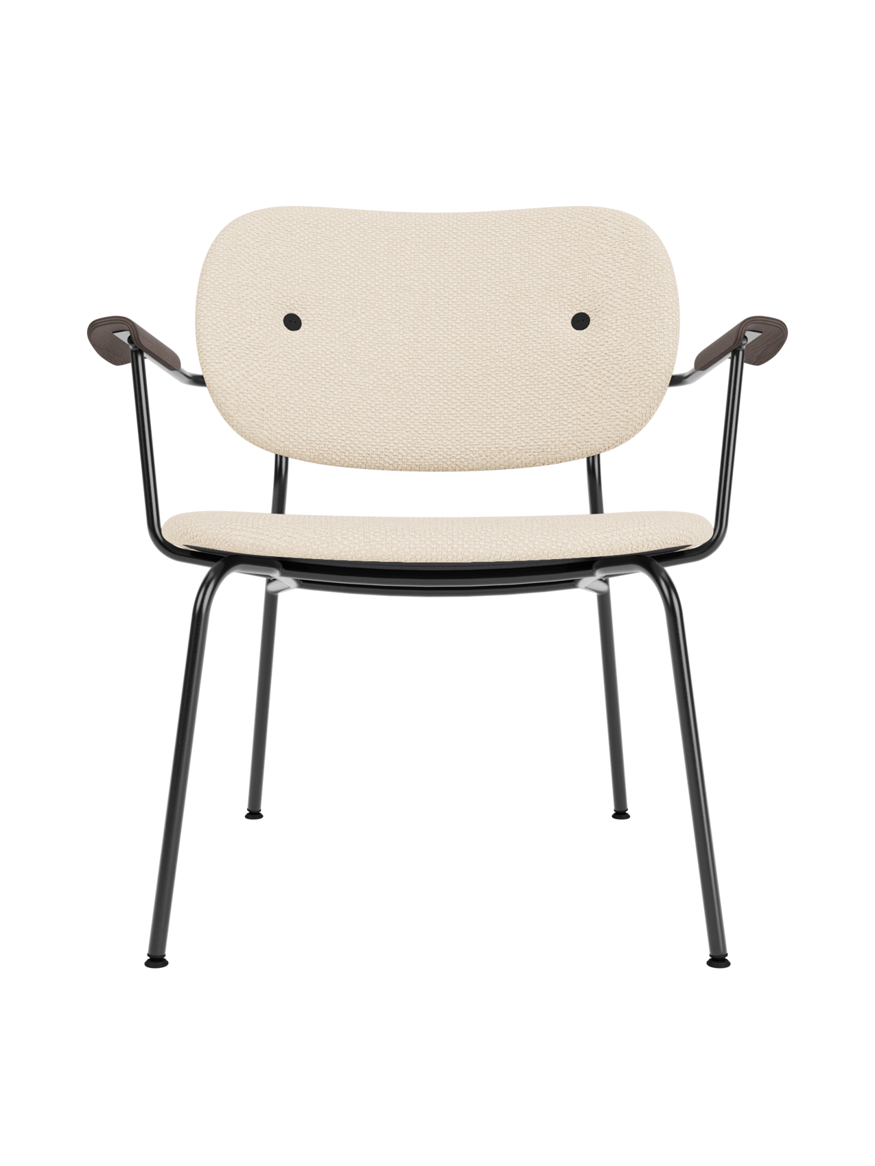 Fully Upholstered Lounge Chair Curved Armrests, Powder-Coated Steel Base