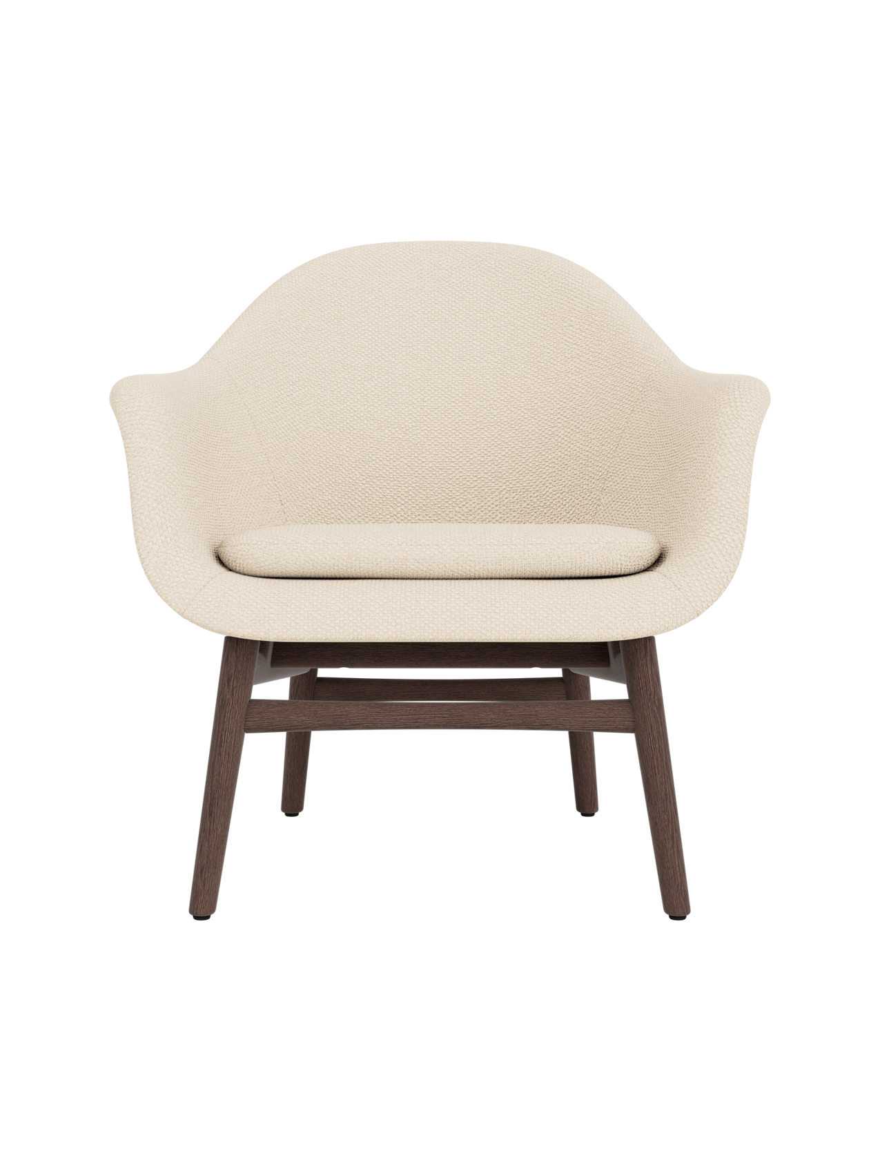 Lounge Chair on Solid Wood Frame Curved Shell, Angled Backrest