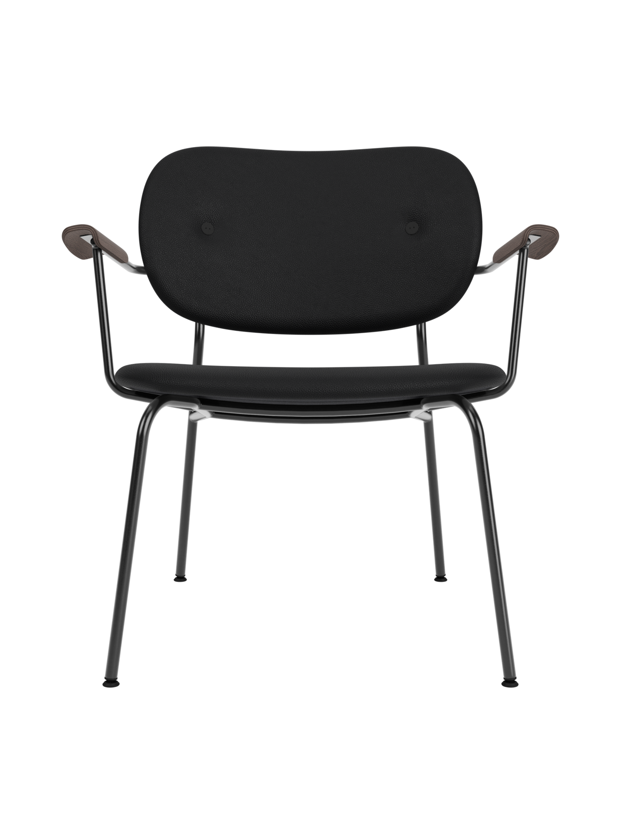 Fully Upholstered Lounge Chair Curved Armrests, Powder-Coated Steel Base