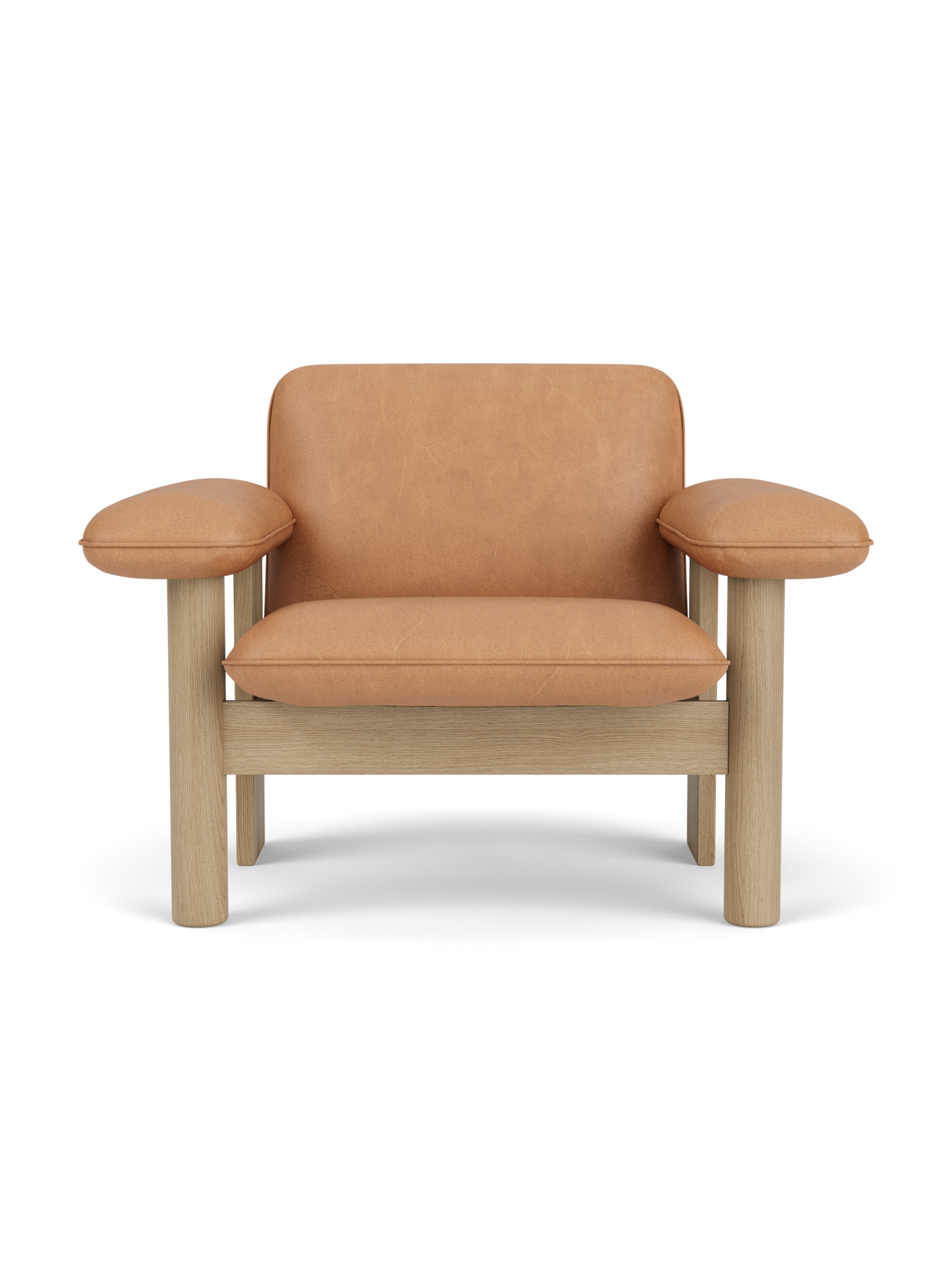 Low Back Lounge Chair in Textile Solid Wood Frame, Exaggerated Armrests
