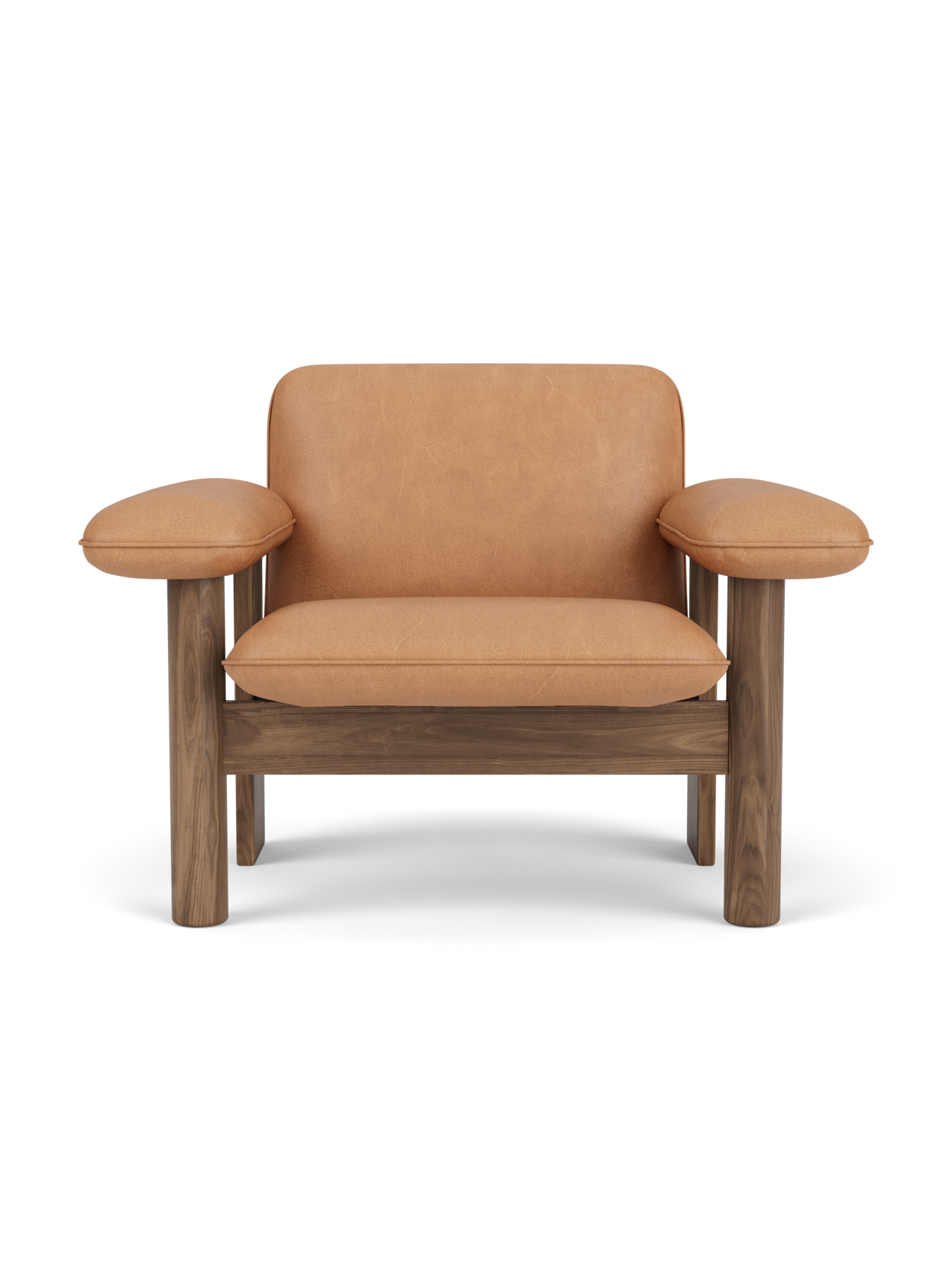 Low Back Lounge Chair in Textile Solid Wood Frame, Exaggerated Armrests