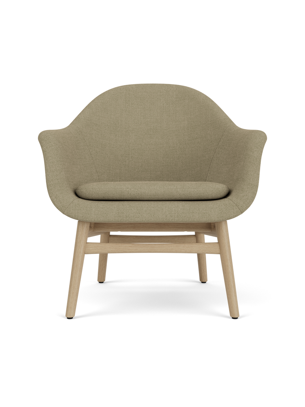 Lounge Chair on Solid Wood Frame Curved Shell, Angled Backrest