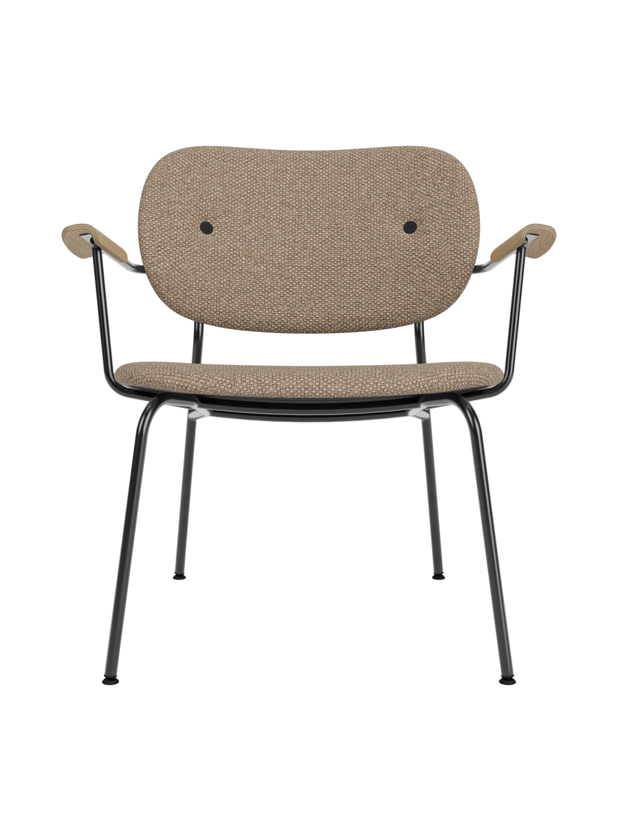 Fully Upholstered Lounge Chair Curved Armrests, Powder-Coated Steel Base