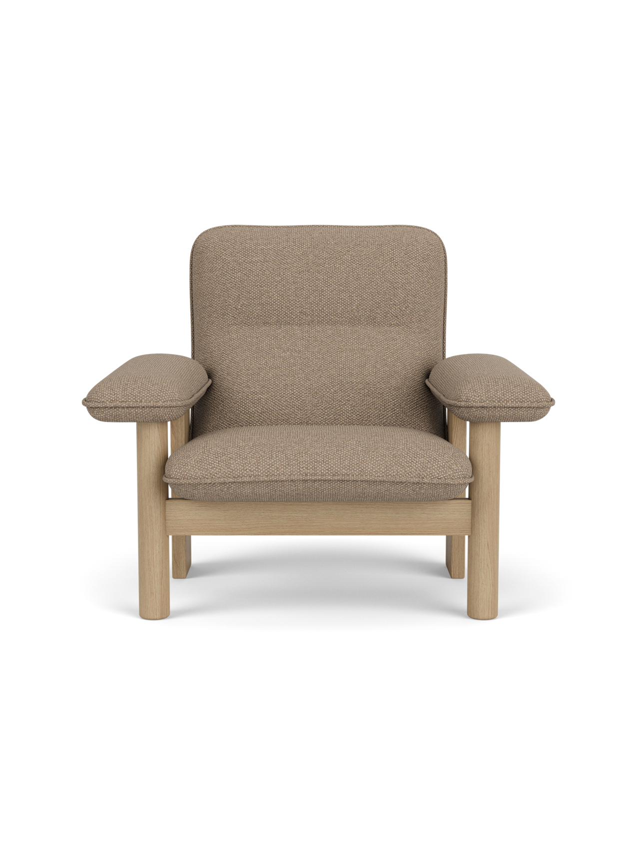 High Back Lounge Chair in Textile Solid Wood Frame, Exaggerated Armrests