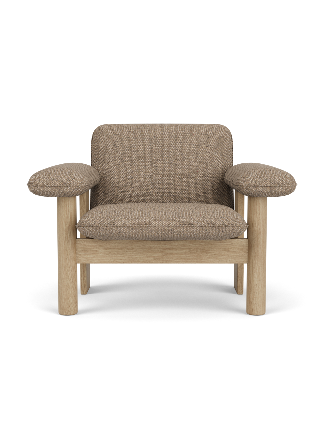 Low Back Lounge Chair in Textile Solid Wood Frame, Exaggerated Armrests
