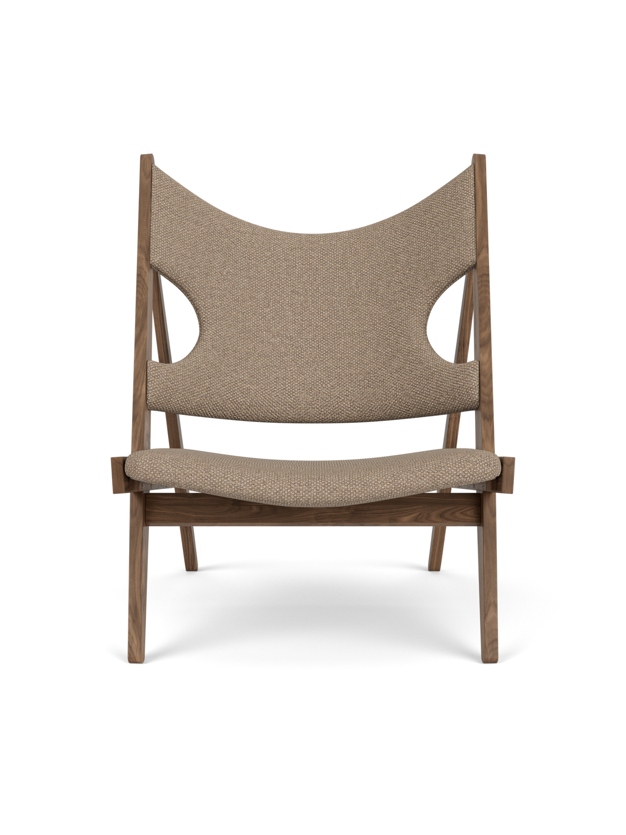 Lounge Chair in Textile Elbow Cut-Outs, Oak Frame