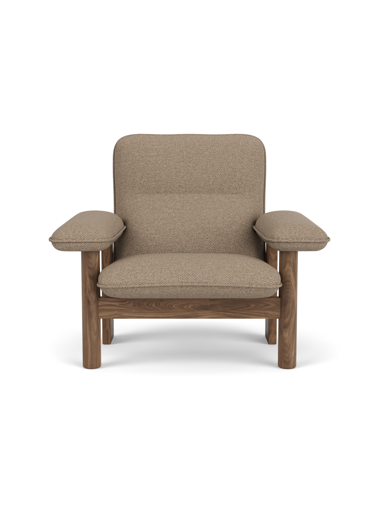 High Back Lounge Chair in Textile Solid Wood Frame, Exaggerated Armrests