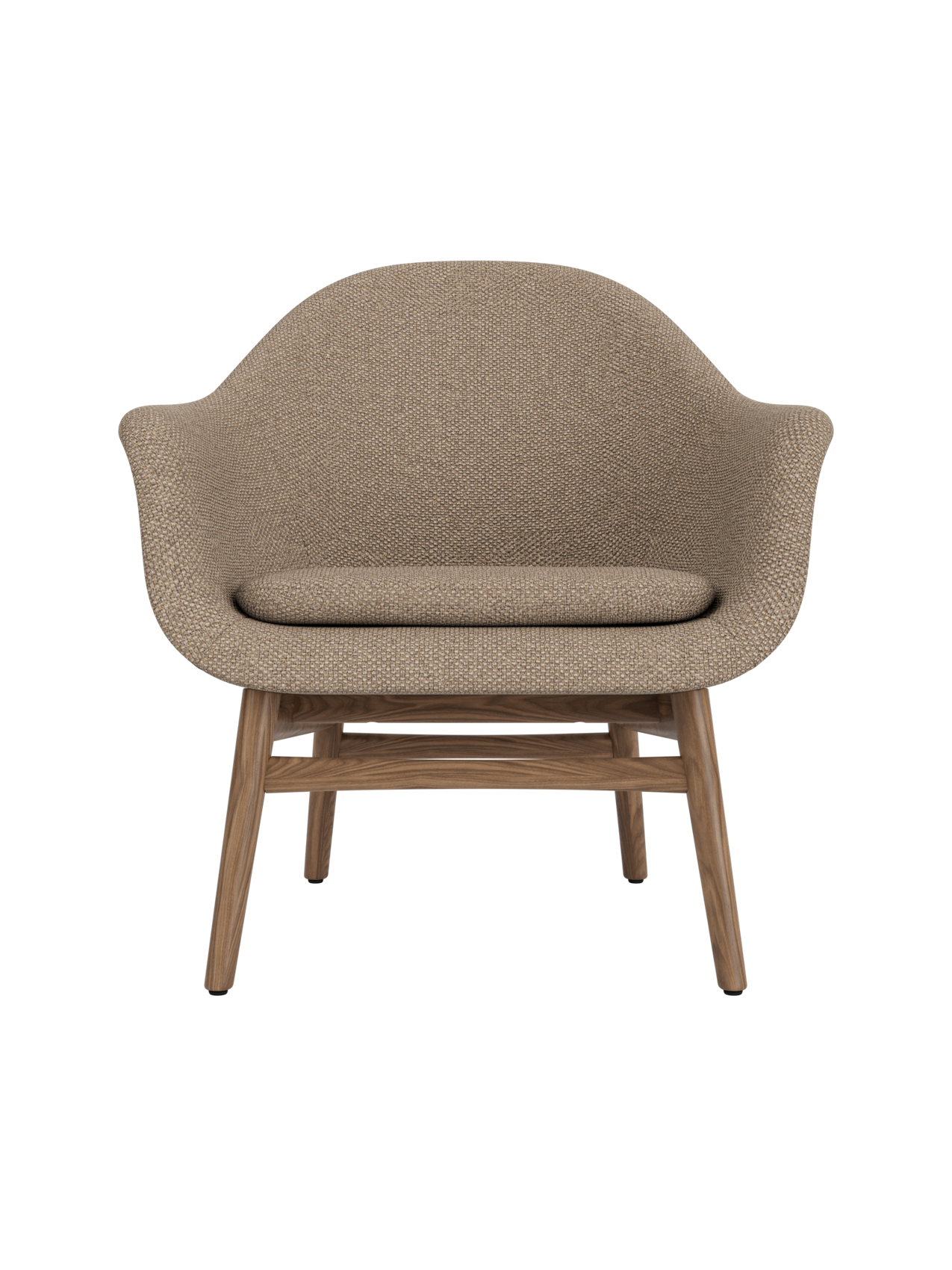 Lounge Chair on Solid Wood Frame Curved Shell, Angled Backrest