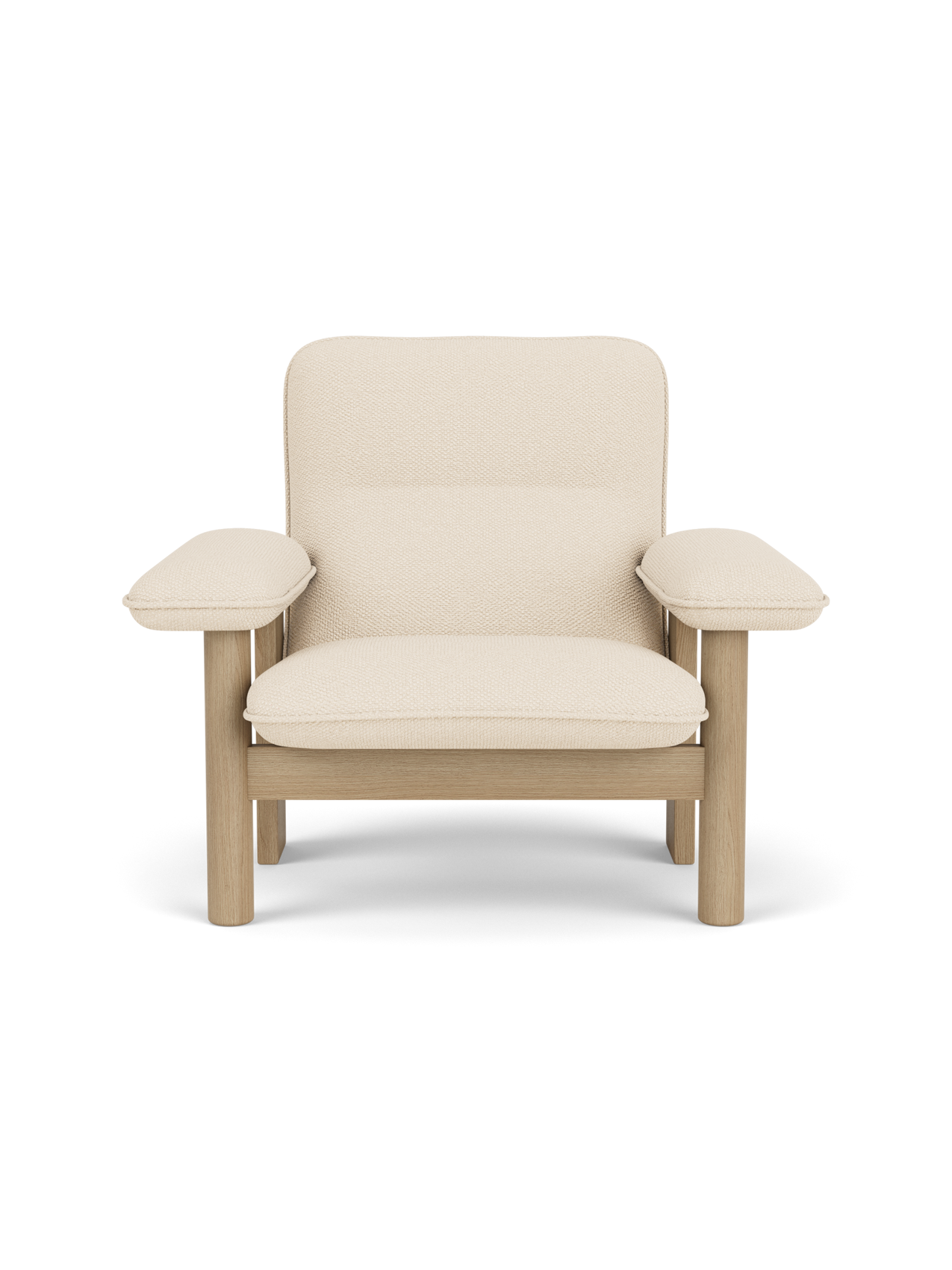 High Back Lounge Chair in Textile Solid Wood Frame, Exaggerated Armrests