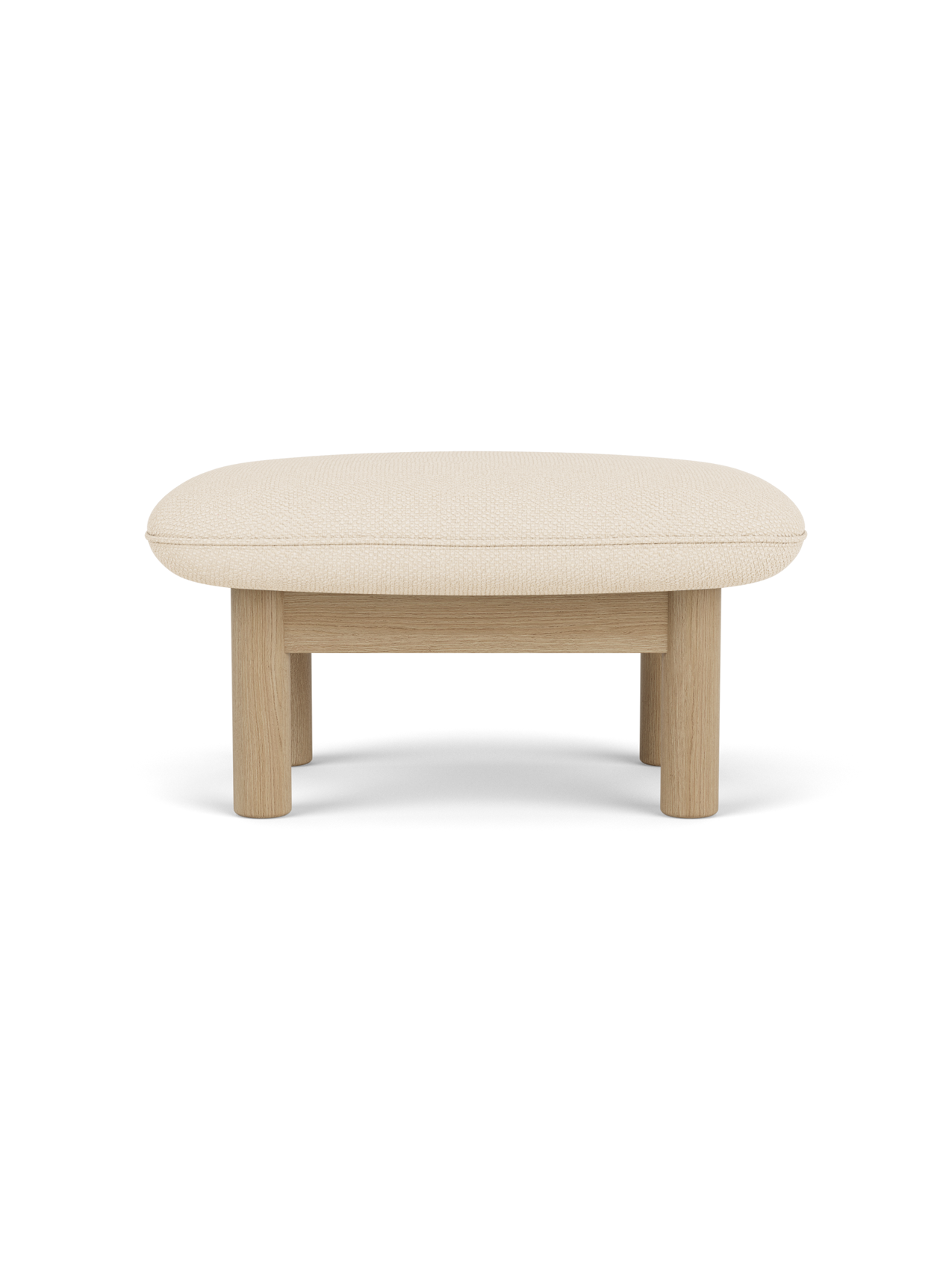 Ottoman in Textile Cylindrical Legs, Versatile Use, 3 Wood Options
