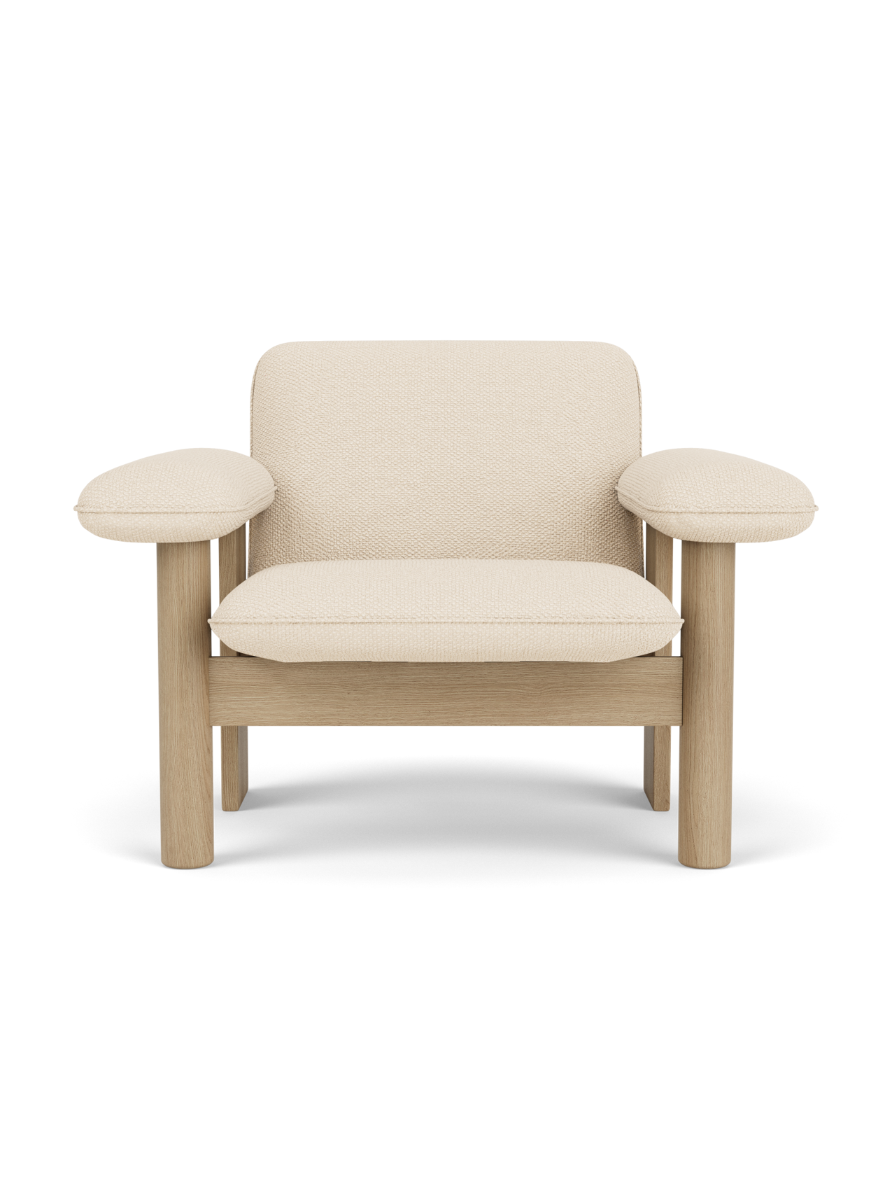 Low Back Lounge Chair in Textile Solid Wood Frame, Exaggerated Armrests