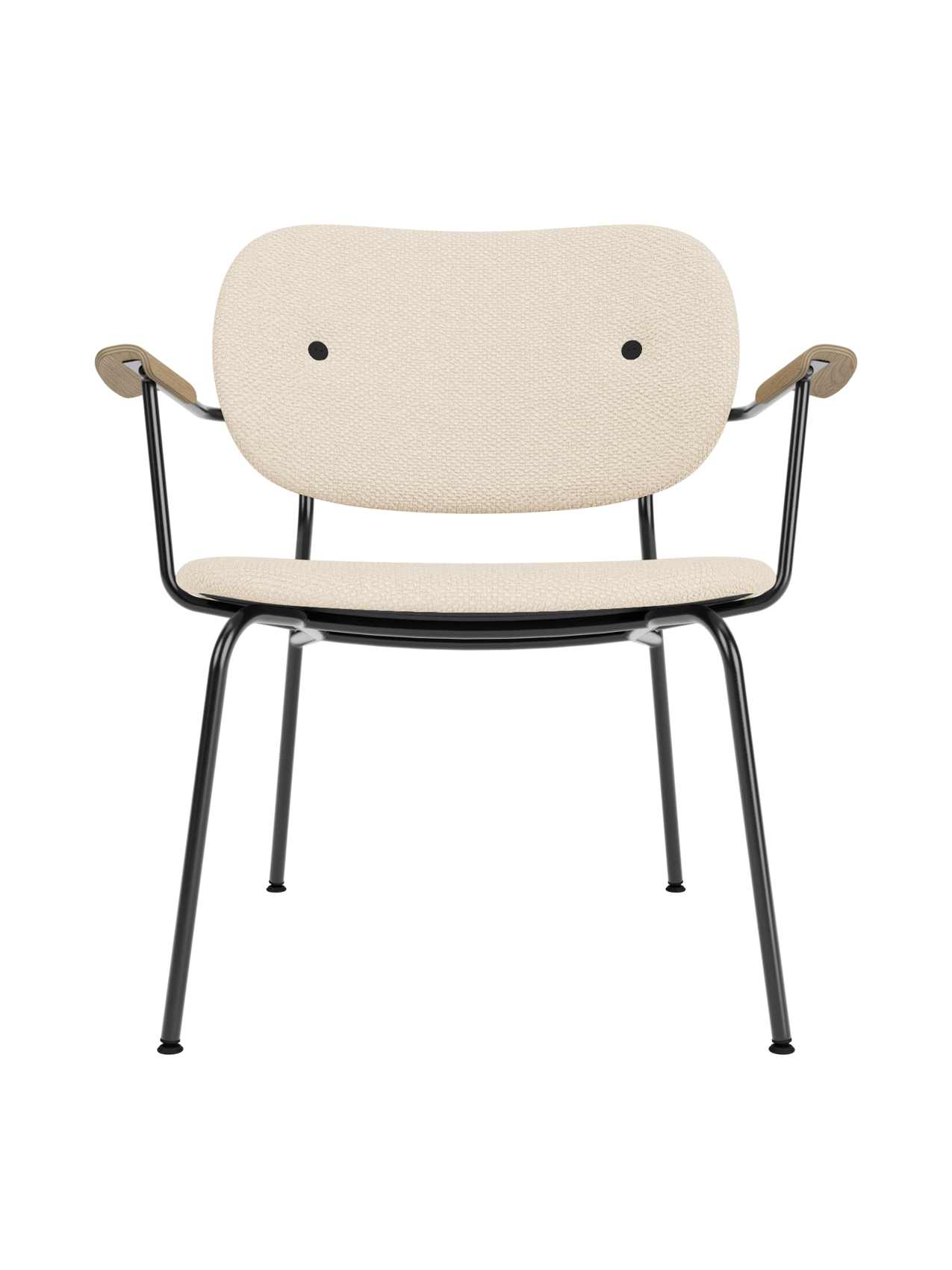 Fully Upholstered Lounge Chair Curved Armrests, Powder-Coated Steel Base