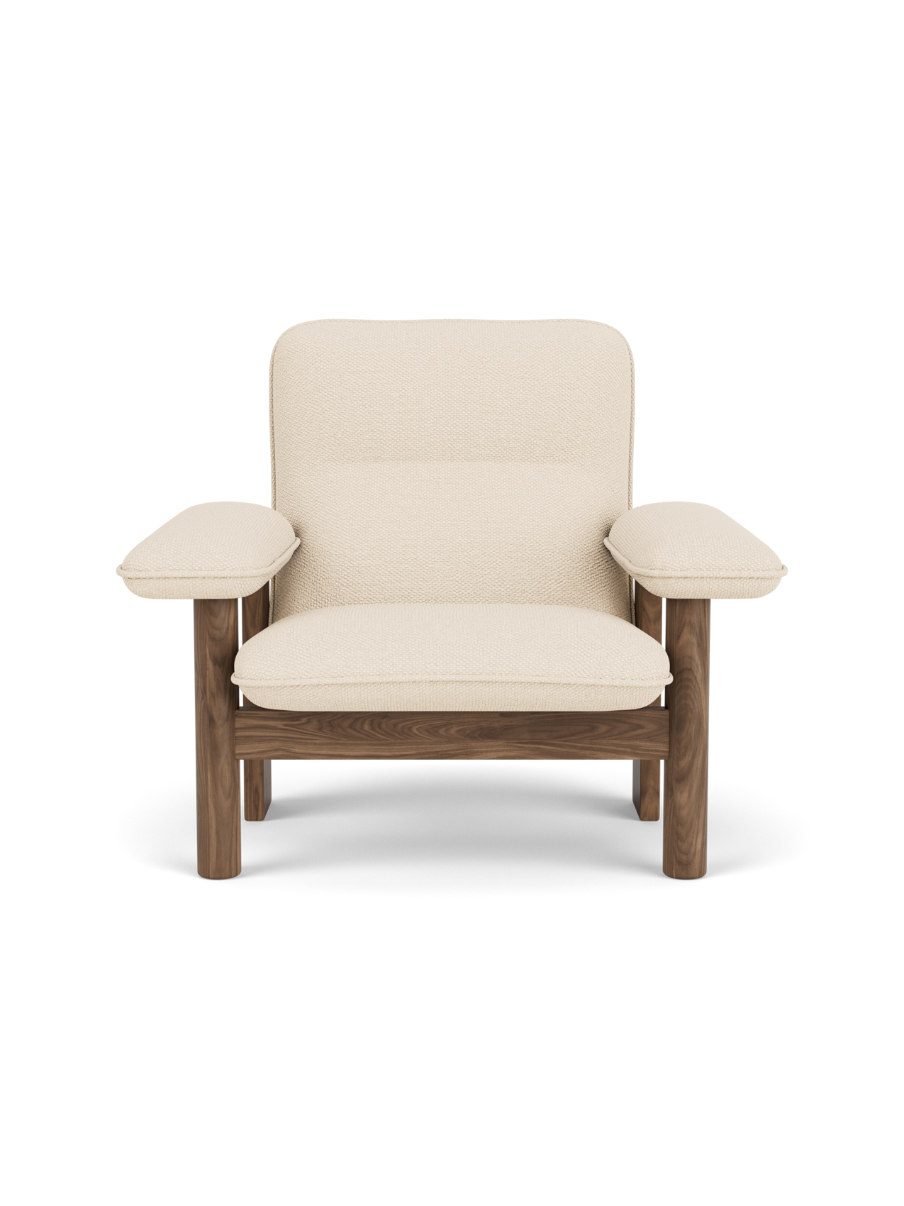 High Back Lounge Chair in Textile Solid Wood Frame, Exaggerated Armrests
