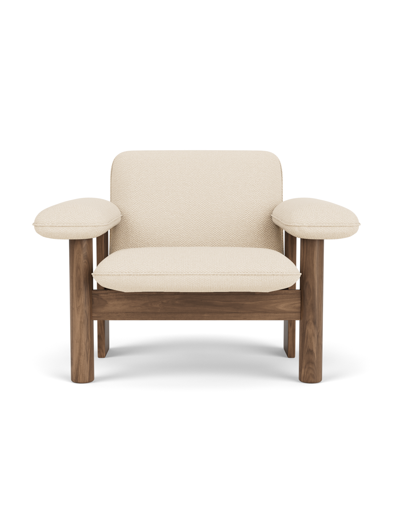 Low Back Lounge Chair in Textile Solid Wood Frame, Exaggerated Armrests
