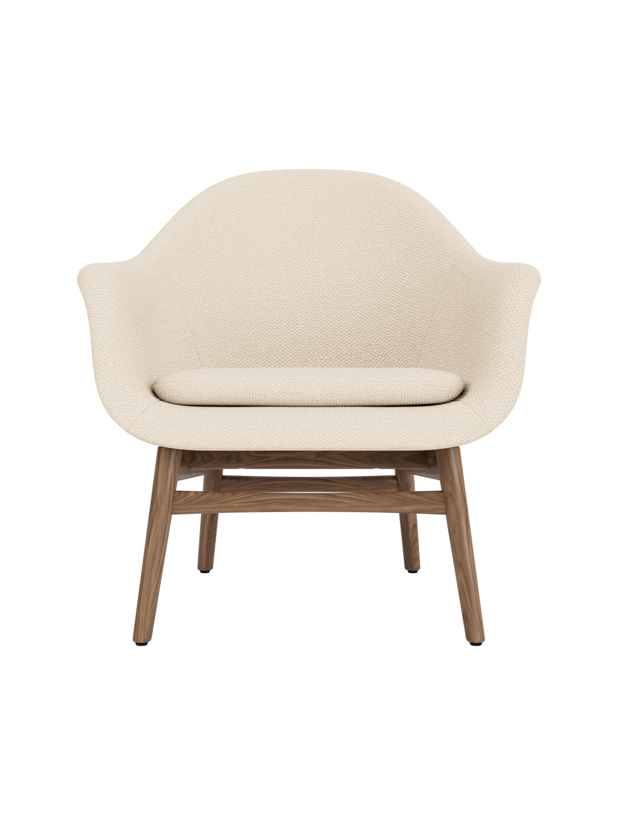Lounge Chair on Solid Wood Frame Curved Shell, Angled Backrest