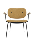 Fully Upholstered Lounge Chair Curved Armrests, Powder-Coated Steel Base