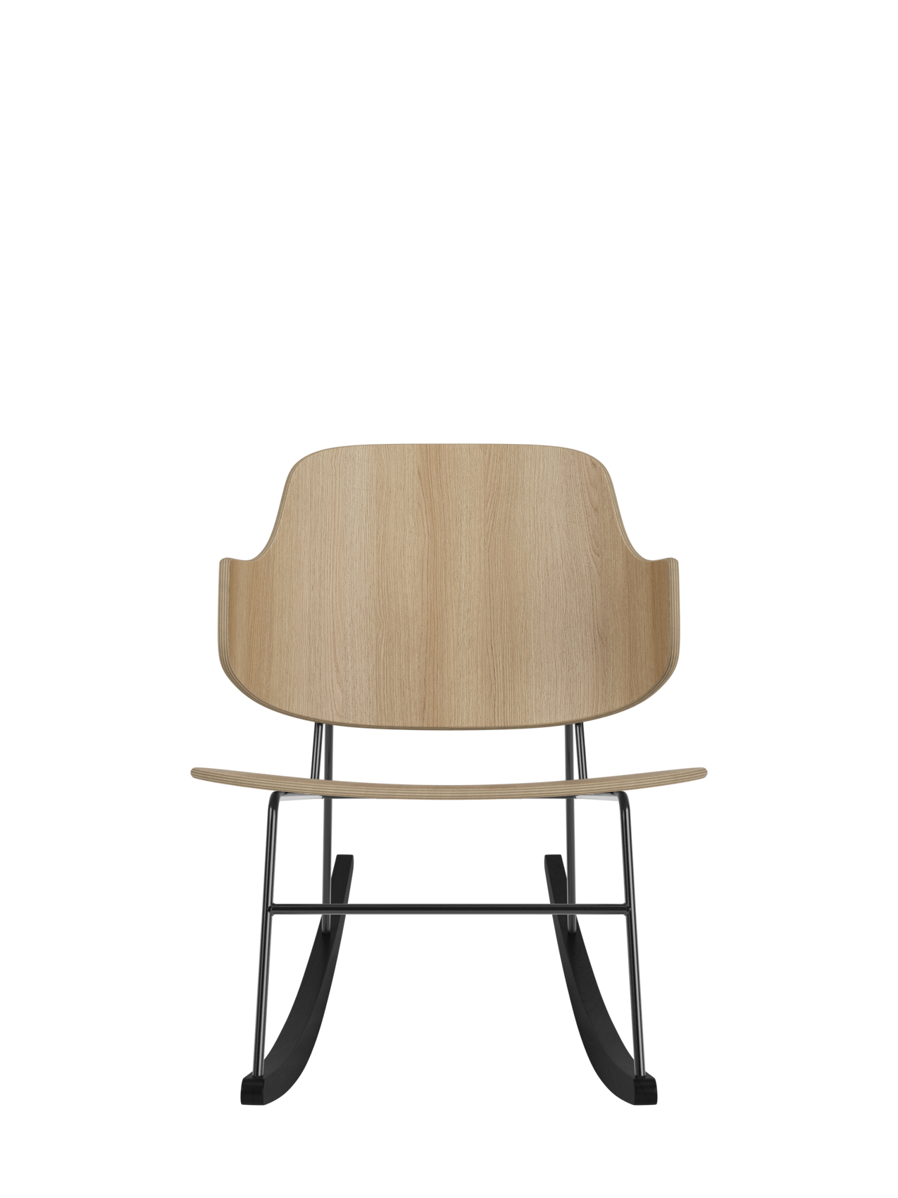 Rocking Chair in Oak or Walnut Veneer Steel Frame