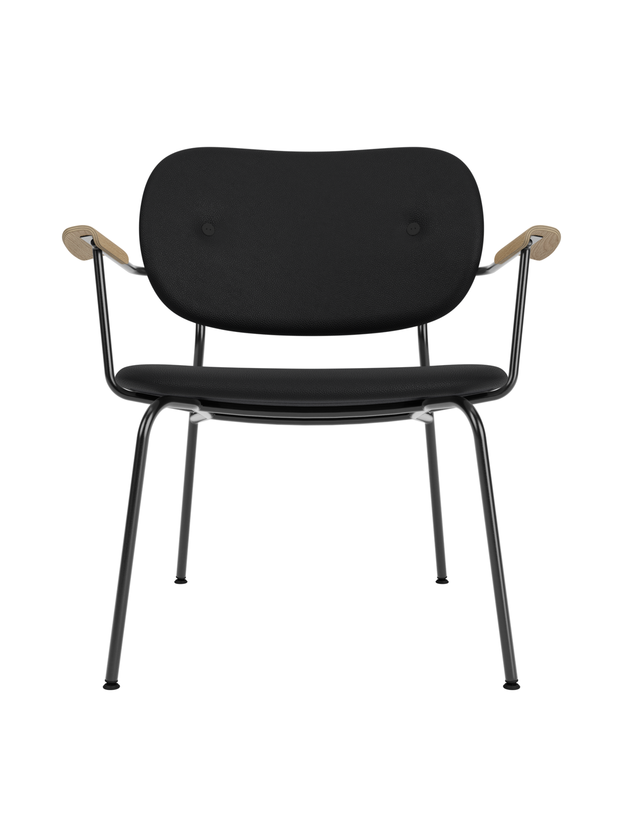 Fully Upholstered Lounge Chair Curved Armrests, Powder-Coated Steel Base