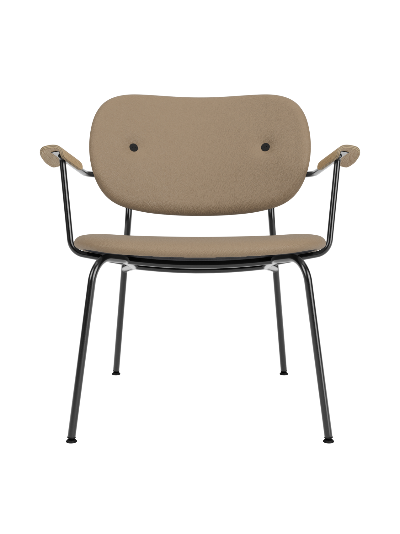 Fully Upholstered Lounge Chair Curved Armrests, Powder-Coated Steel Base