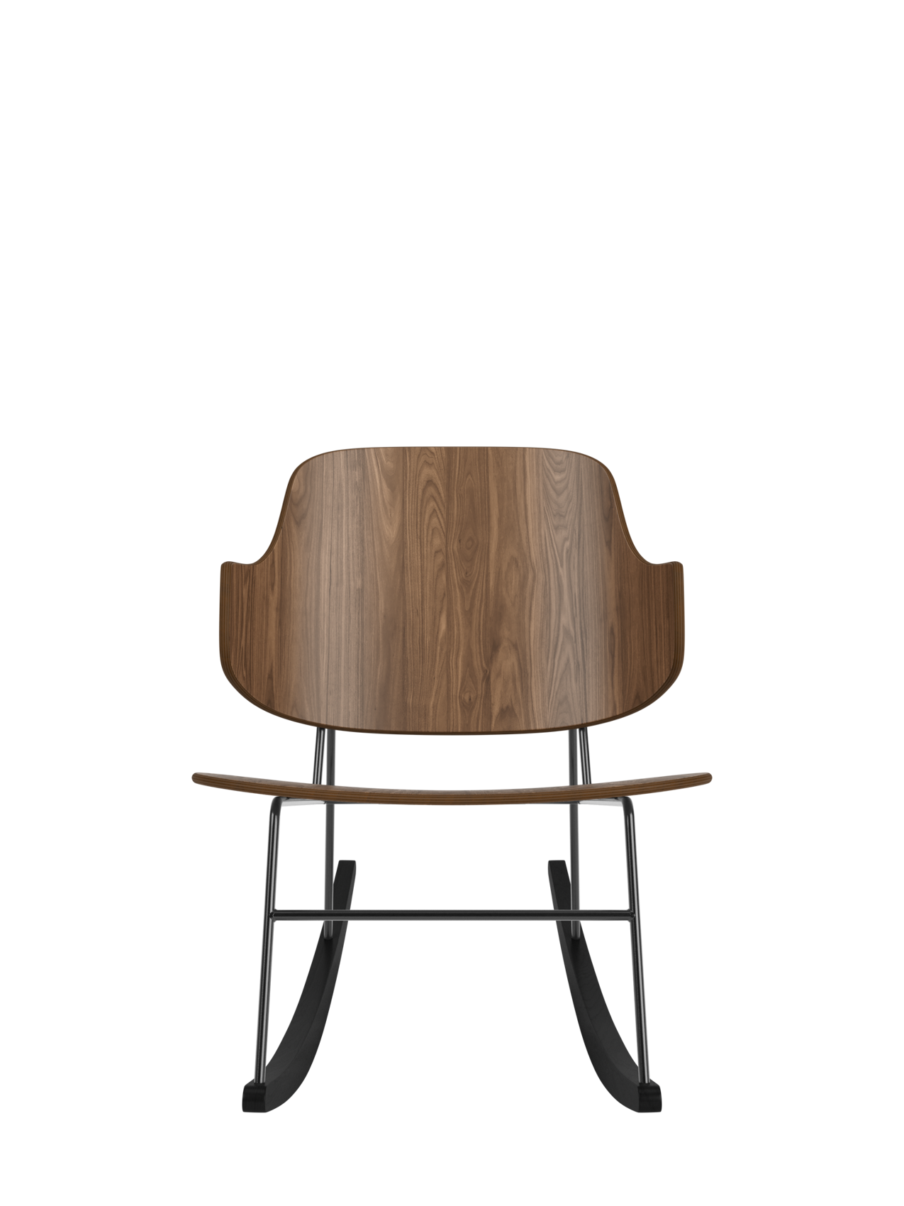 Rocking Chair in Oak or Walnut Veneer Steel Frame