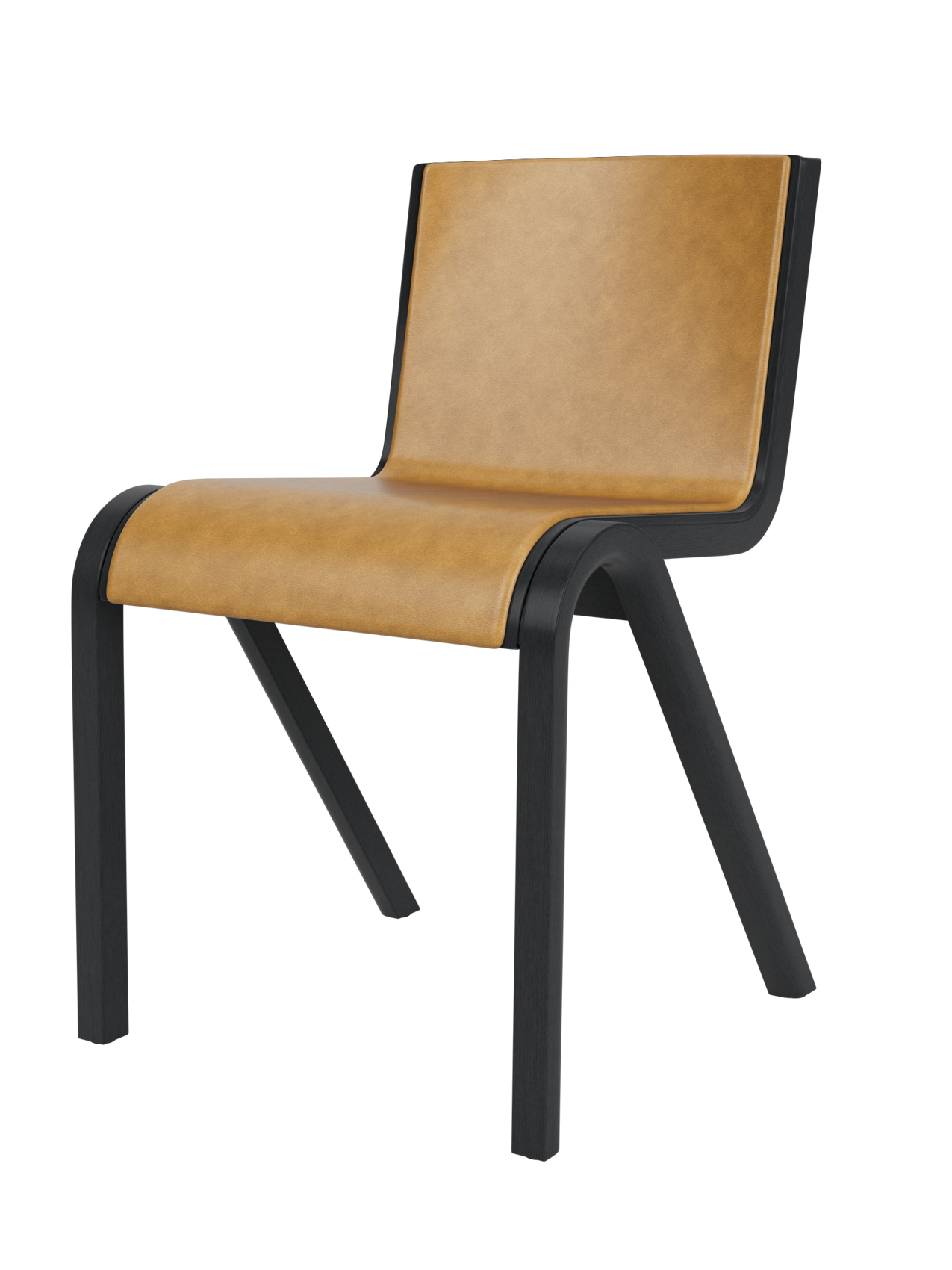 Cantilevered Dining Chair, Front Upholstered ¨C Oak Veneer, Stackable