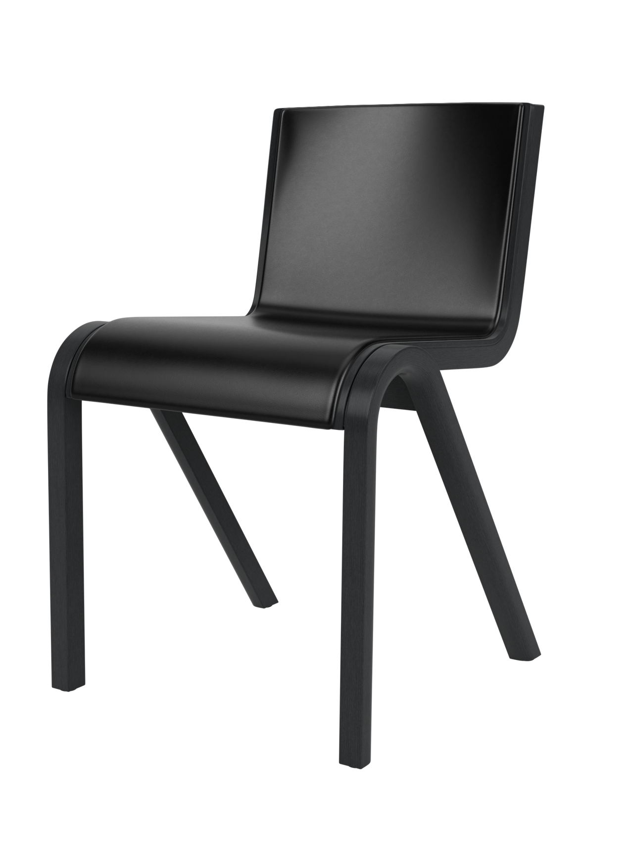 Cantilevered Dining Chair, Front Upholstered ¨C Oak Veneer, Stackable