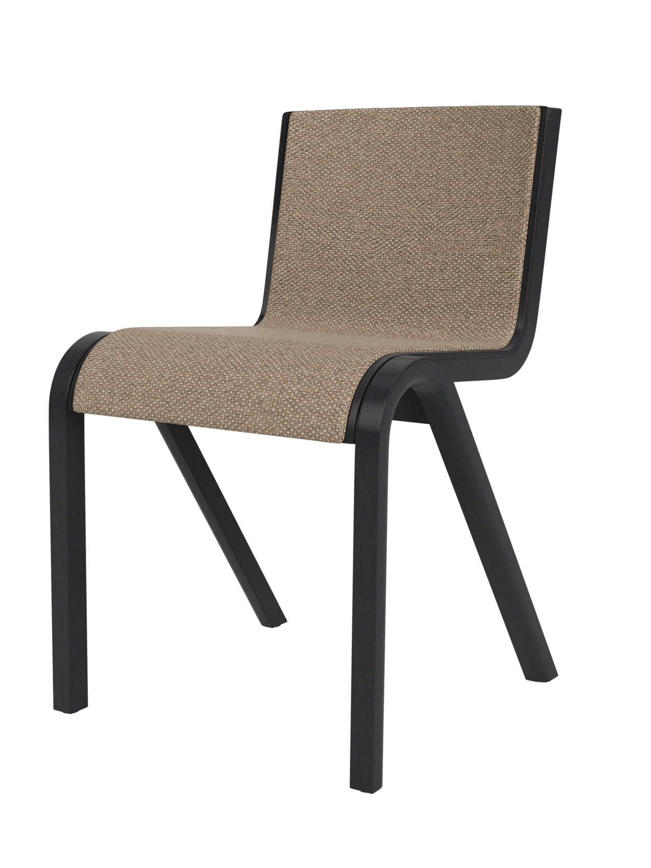 Cantilevered Dining Chair, Front Upholstered ¨C Oak Veneer, Stackable