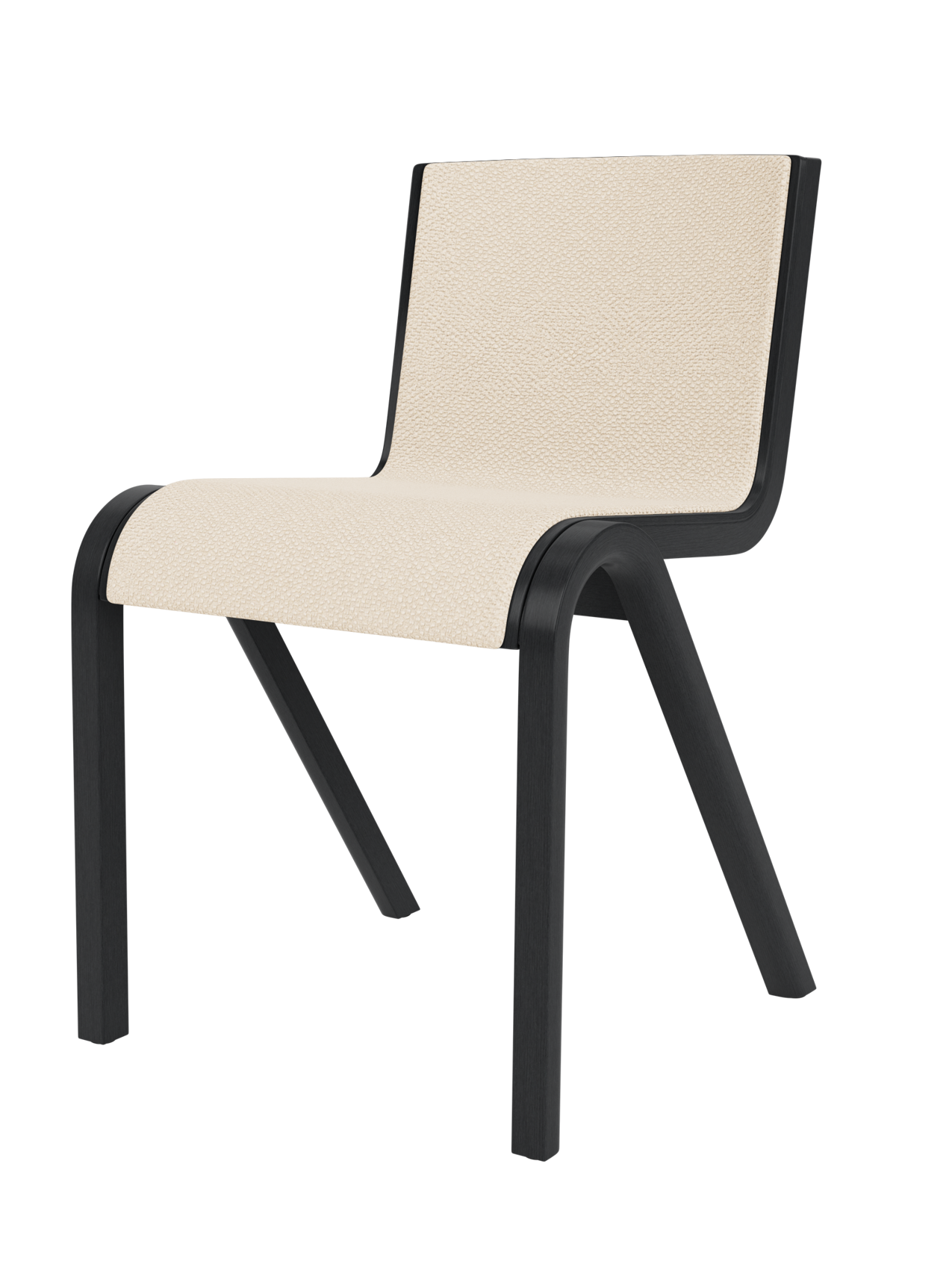 Cantilevered Dining Chair, Front Upholstered ¨C Oak Veneer, Stackable