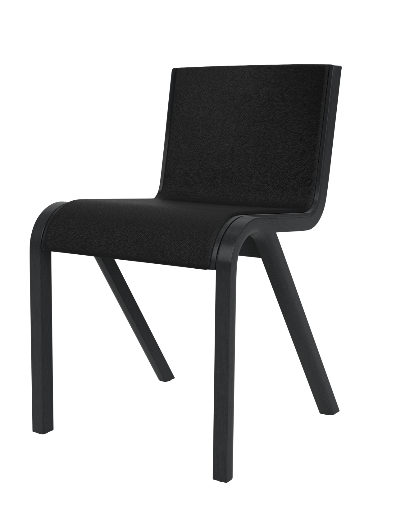 Cantilevered Dining Chair, Front Upholstered ¨C Oak Veneer, Stackable