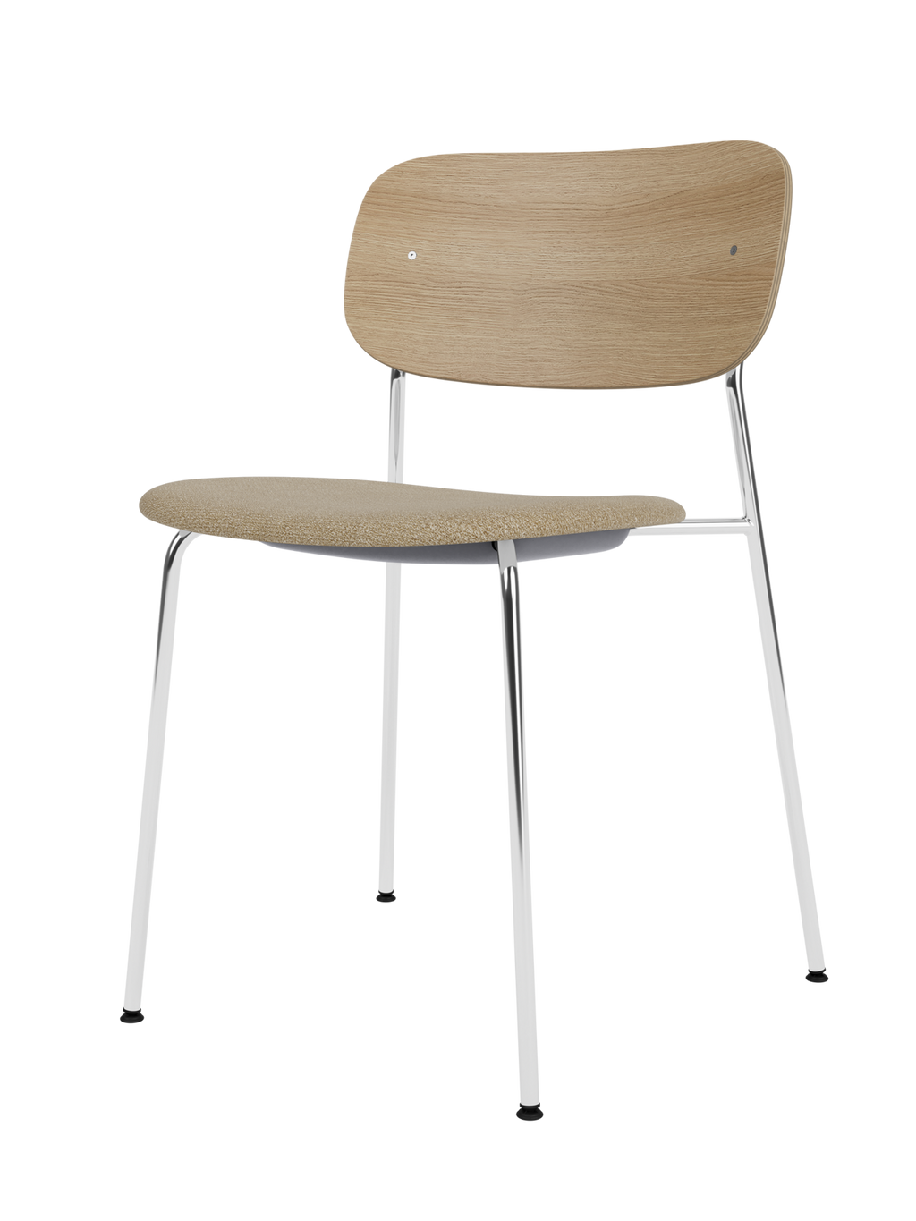 Dining Chair, Upholstered Seat ¨C Chrome Base, Wide Veneer Back, Stackable