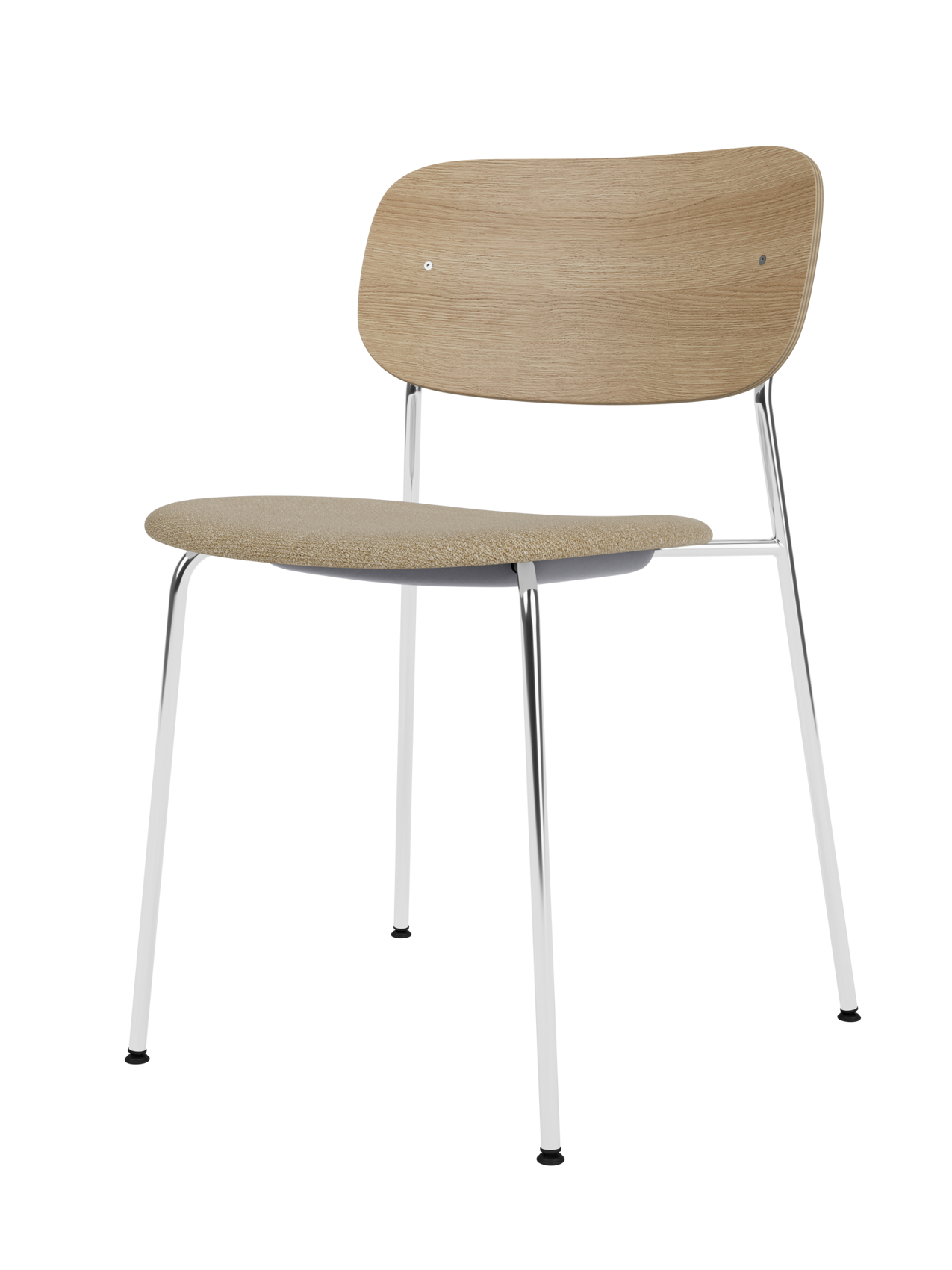 Dining Chair, Upholstered Seat ¨C Chrome Base, Wide Veneer Back, Stackable