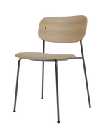Dining Chair, Upholstered Seat ¨C Black Frame, Wide Veneer Back, Stackable