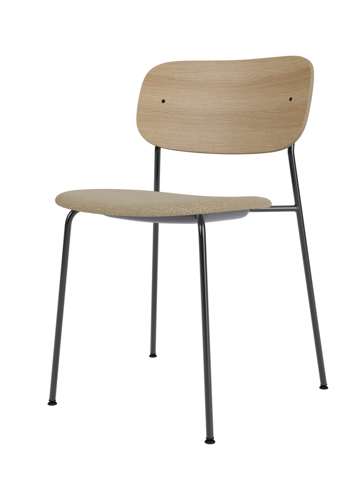 Dining Chair, Upholstered Seat ¨C Black Frame, Wide Veneer Back, Stackable