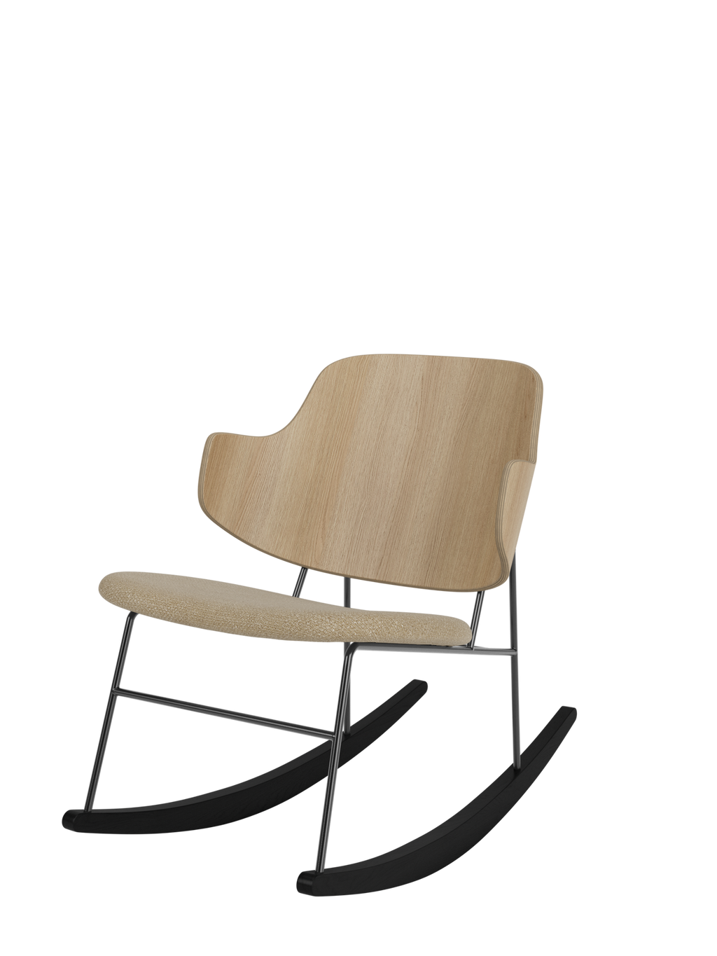 Rocking Chair in Oak or Walnut Veneer Steel Frame