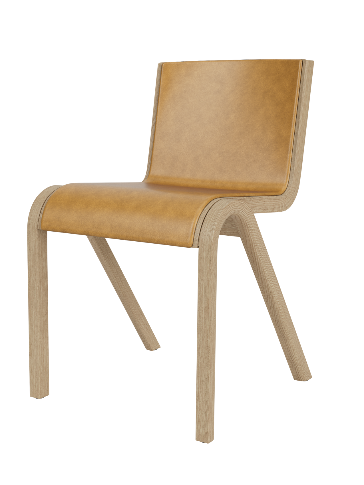 Cantilevered Dining Chair, Front Upholstered ¨C Oak Veneer, Stackable