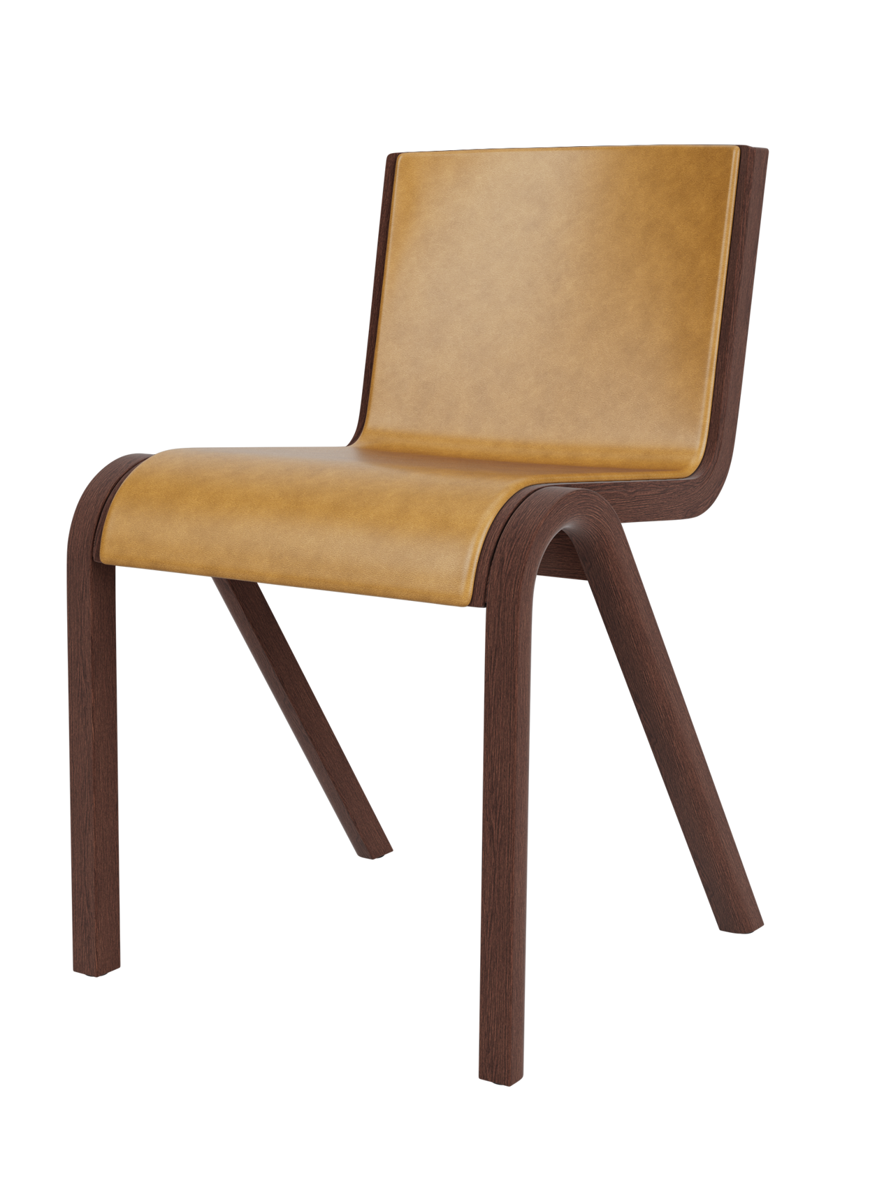 Cantilevered Dining Chair, Front Upholstered ¨C Oak Veneer, Stackable