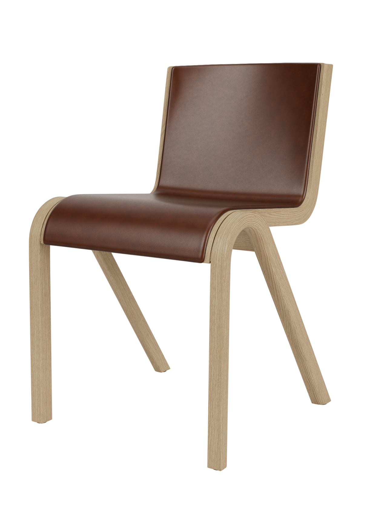 Cantilevered Dining Chair, Front Upholstered ¨C Oak Veneer, Stackable
