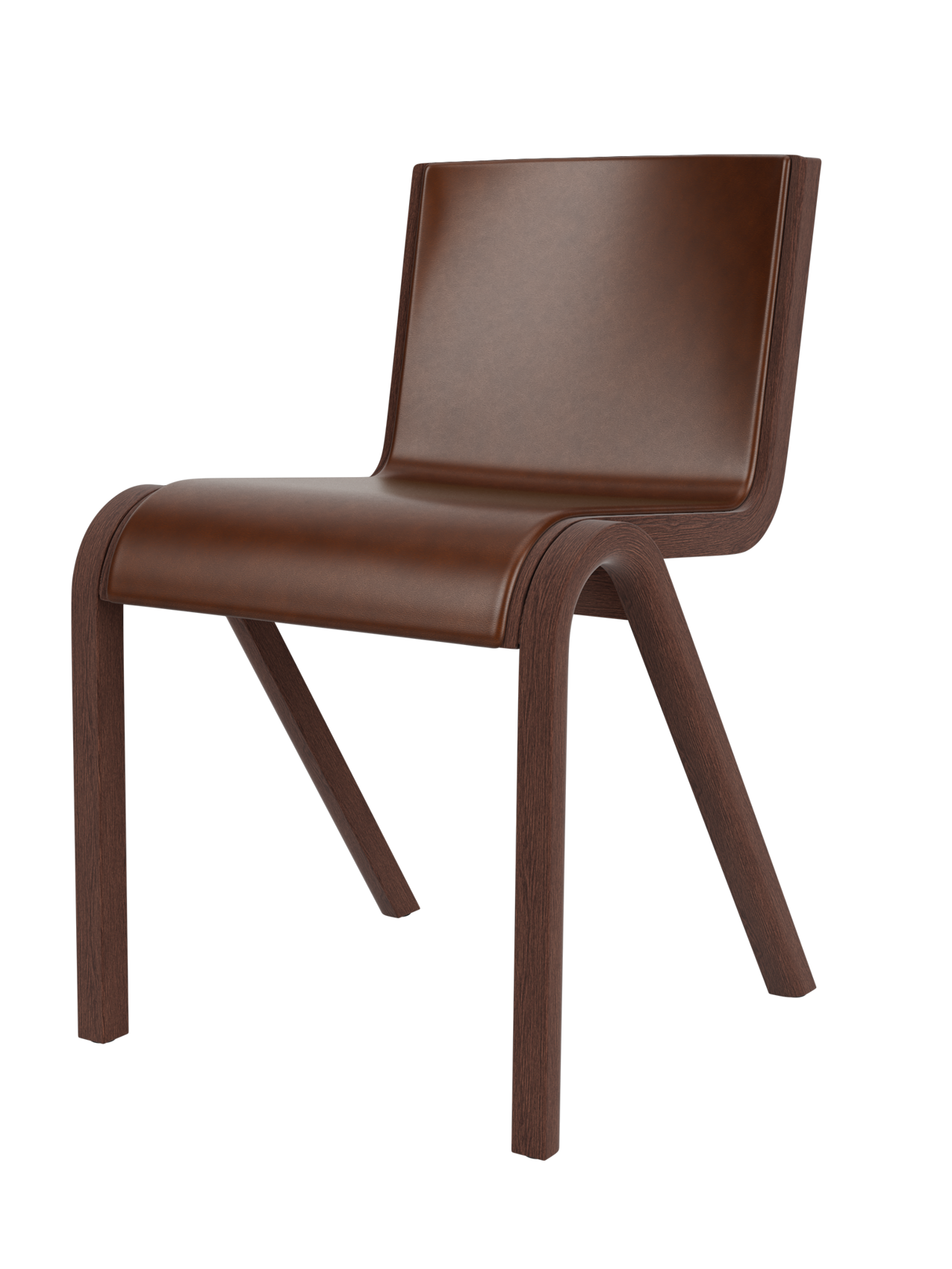 Cantilevered Dining Chair, Front Upholstered ¨C Oak Veneer, Stackable