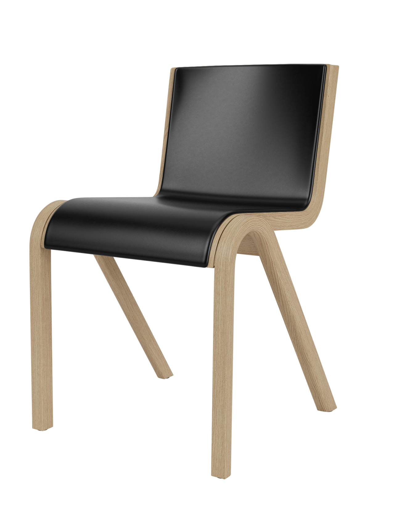 Cantilevered Dining Chair, Front Upholstered ¨C Oak Veneer, Stackable