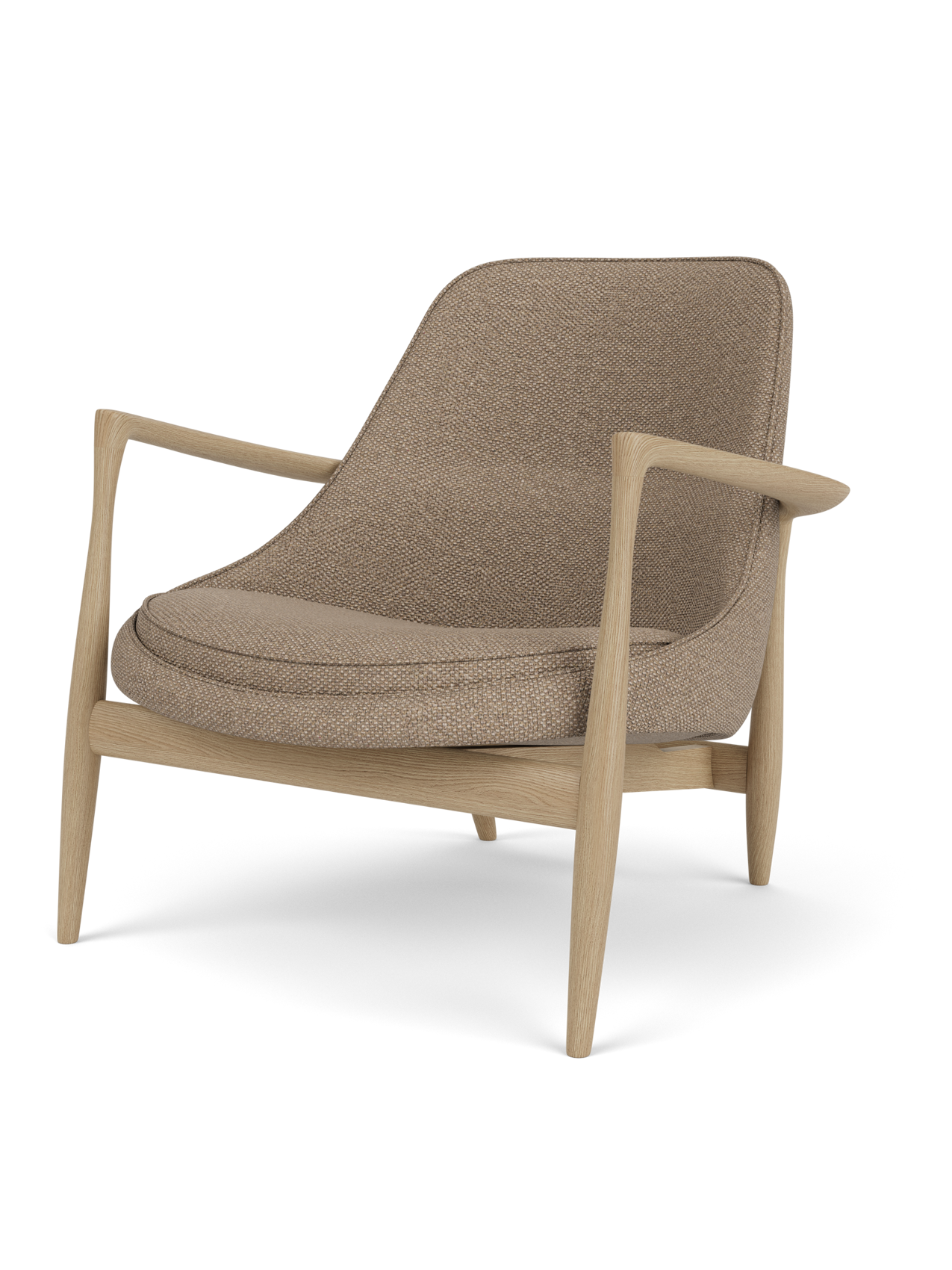 Lounge Chair Sculpted Armrests, Leather Seat, Danish Modern Icon