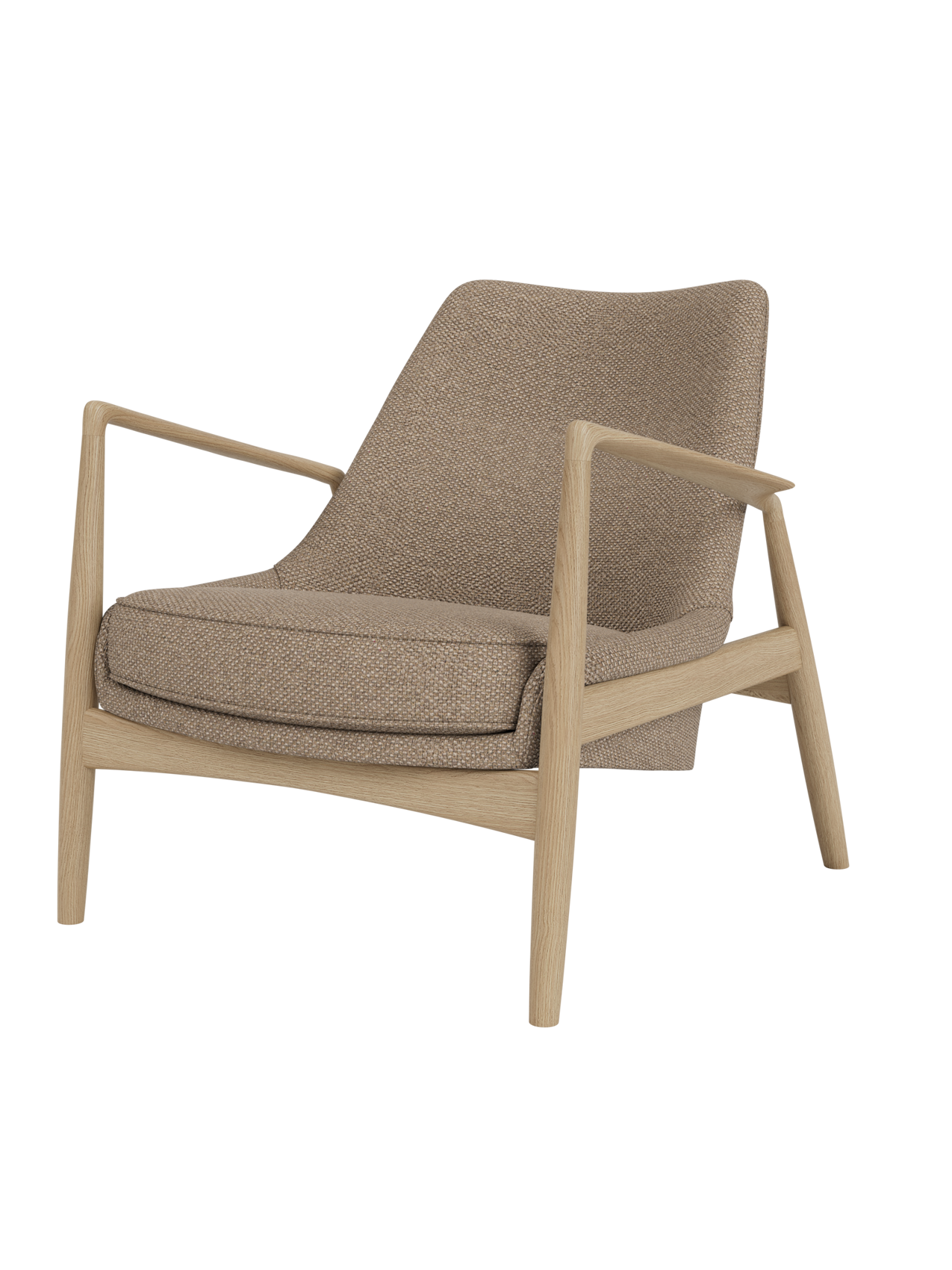 Low Back Lounge Chair Angled Frame, Leather Upholstery, Floating Shell
