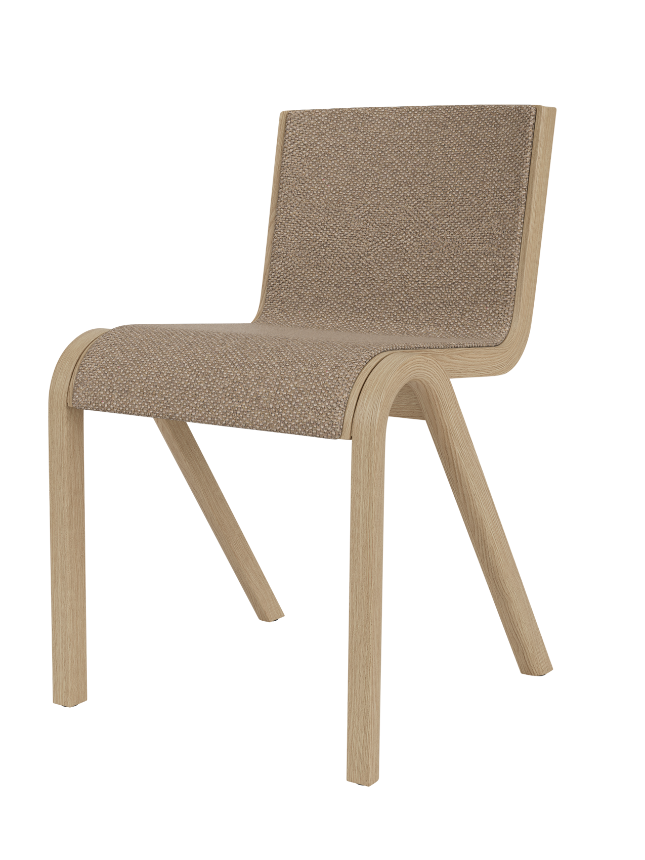 Cantilevered Dining Chair, Front Upholstered ¨C Oak Veneer, Stackable